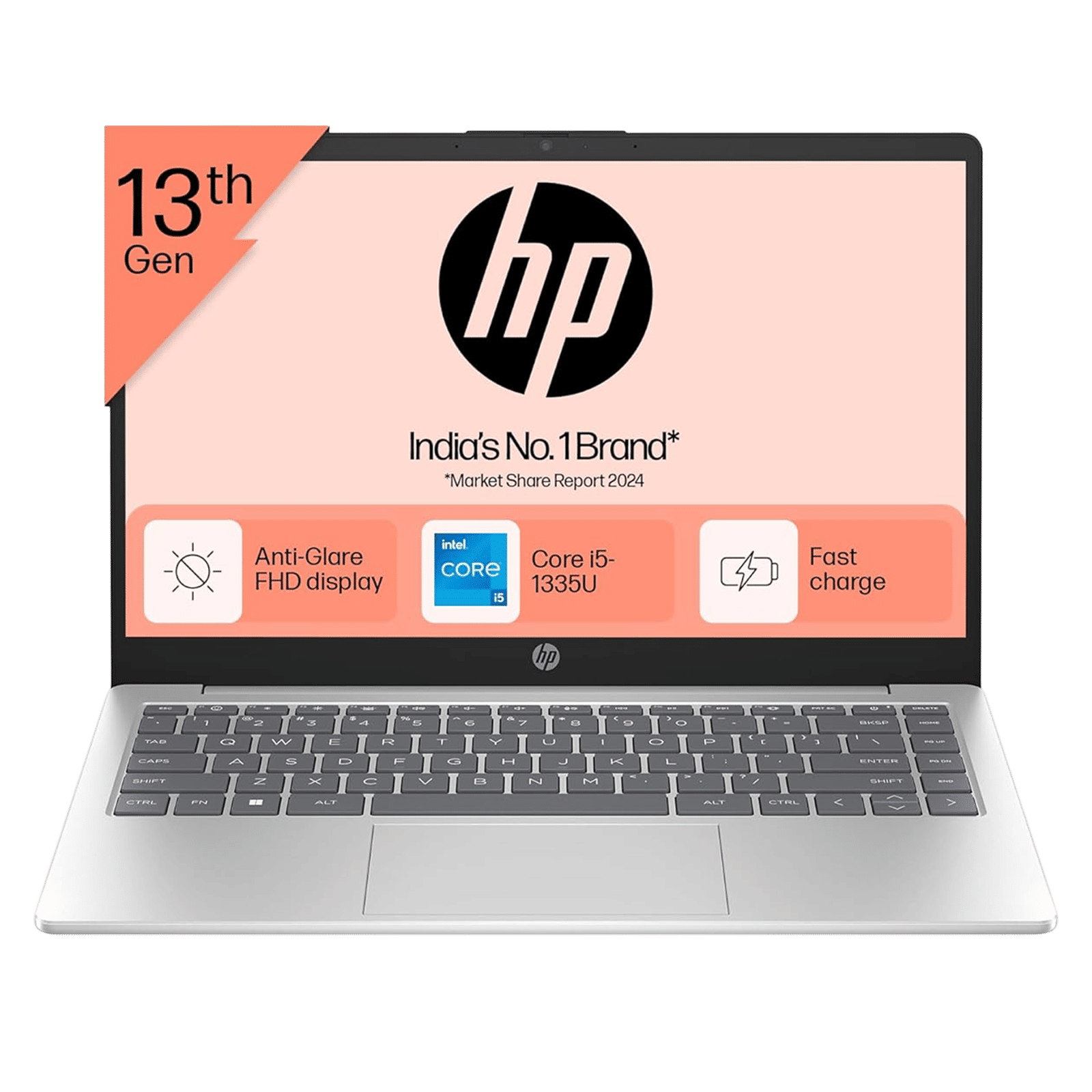 HP 14 gr0001TU Intel Core i5 13th Gen Thin & Light Laptop (16GB, 512GB SSD, Windows 11 Home, 14 inch Full HD Display, MS Office 2021, Natural Silver, 1.4 KG)