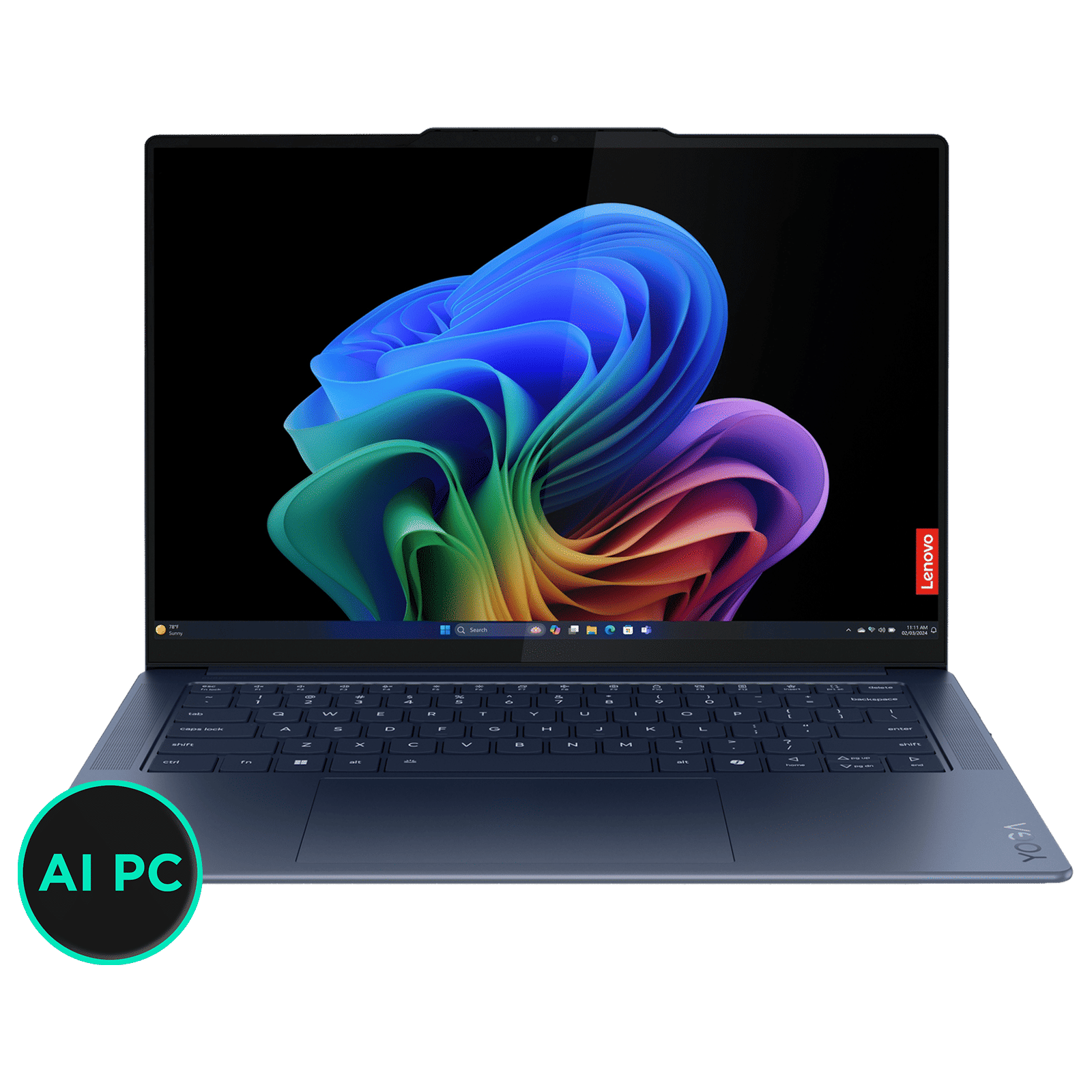 Lenovo Yoga Slim 7x Snapdragon X Elite X1E 9th Gen Touchscreen Thin & Light Laptop (32GB, 1TB SSD, Windows 11 Home, 14.5 inch OLED Display, MS Office 2021, Cosmic Blue, 1.28 KG)