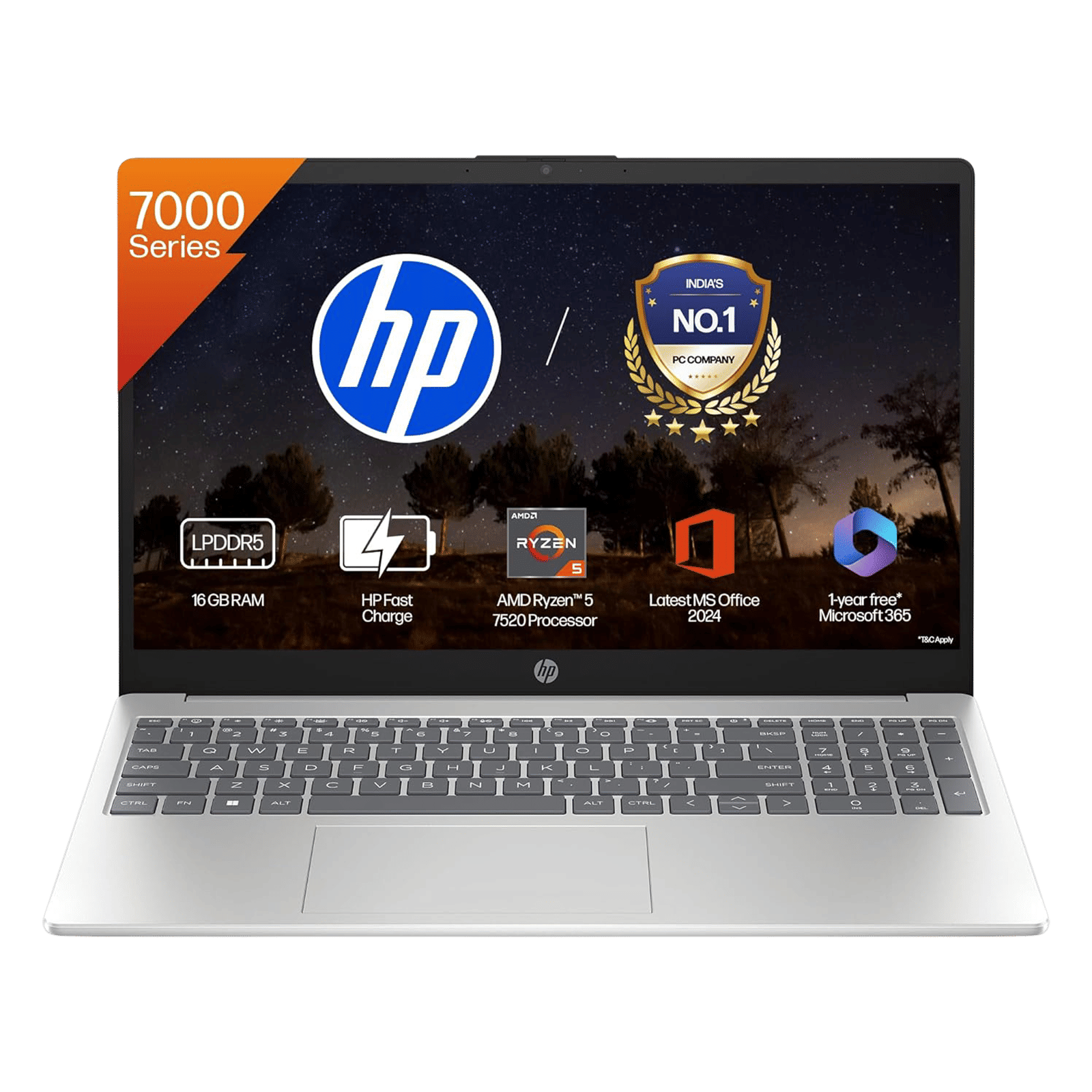 HP 15-fc0156AU AMD Ryzen 5 Thin & Light Laptop (16GB, 512GB SSD, Windows 11 Home, 15.6 inch Full HD Display, MS Office Home 2021, Natural Silver, 1.59 KG)