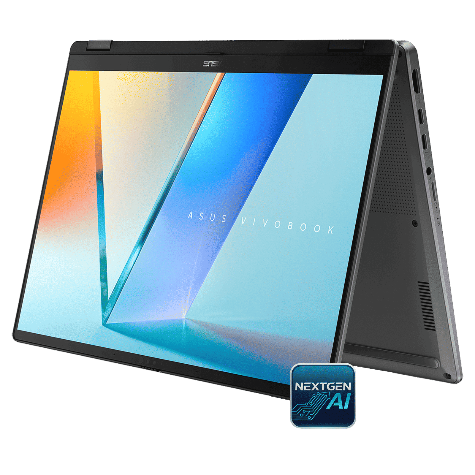 ASUS Vivobook 1 Flip Intel Core Ultra 7 256V Touchscreen 2-in-1 Laptop (16GB, 512GB SSD, Windows 11 Home, 14 inch OLED Display, MS Office Home 2024, Matte Gray, 1.57 KG)