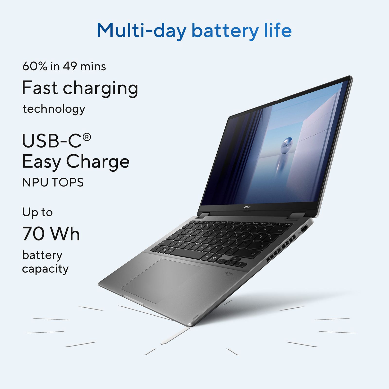 ASUS Vivobook 1 Flip Intel Core Ultra 7 256V Touchscreen 2-in-1 Laptop (16GB, 512GB SSD, Windows 11 Home, 14 inch OLED Display, MS Office Home 2024, Matte Gray, 1.57 KG)