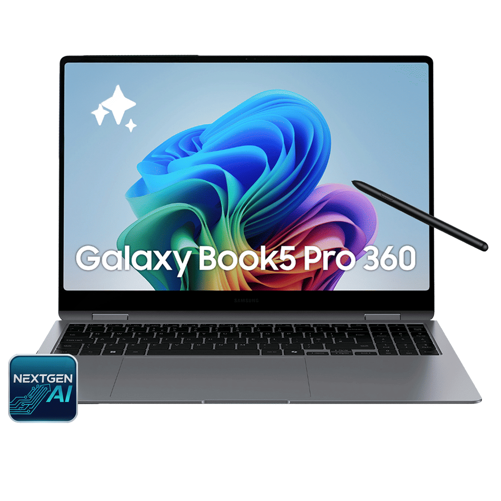 SAMSUNG Galaxy Book5 Pro 360 Intel Core Ultra 7 Touchscreen 2-in-1 Laptop (16GB, 512GB SSD, Windows 11 Home, 8GB Graphics, 15.9 inch WQXGA Plus AMOLED Display, MS Office 2021, Gray, 1.69 KG)