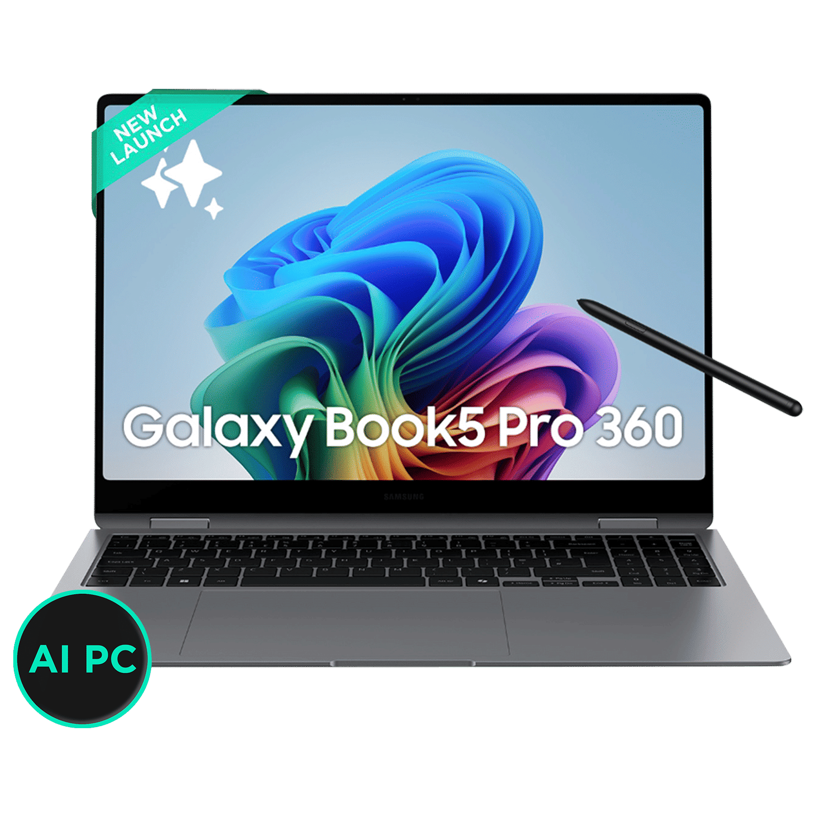 SAMSUNG Galaxy Book5 Pro 360 Intel Core Ultra 5 Touchscreen 2-in-1 Laptop (16GB, 512GB SSD, Windows 11 Home, 8GB Graphics, 15.9 inch WQXGA Plus AMOLED Display, MS Office 2021, Gray, 1.69 KG)