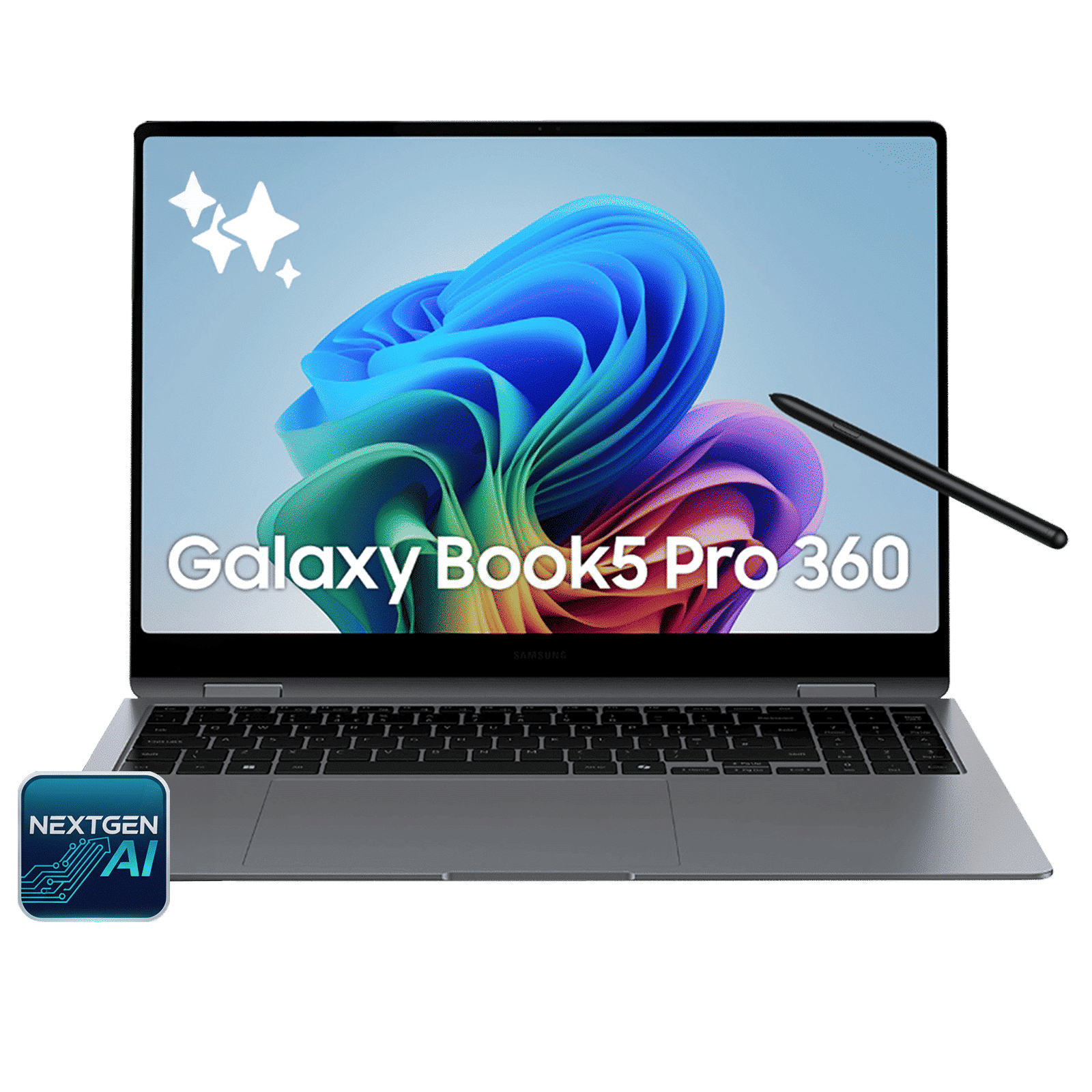 SAMSUNG Galaxy Book5 Pro 360 Intel Core Ultra 5 Touchscreen 2-in-1 Laptop (16GB, 512GB SSD, Windows 11 Home, 8GB Graphics, 15.9 inch WQXGA Plus AMOLED Display, MS Office 2021, Gray, 1.69 KG)