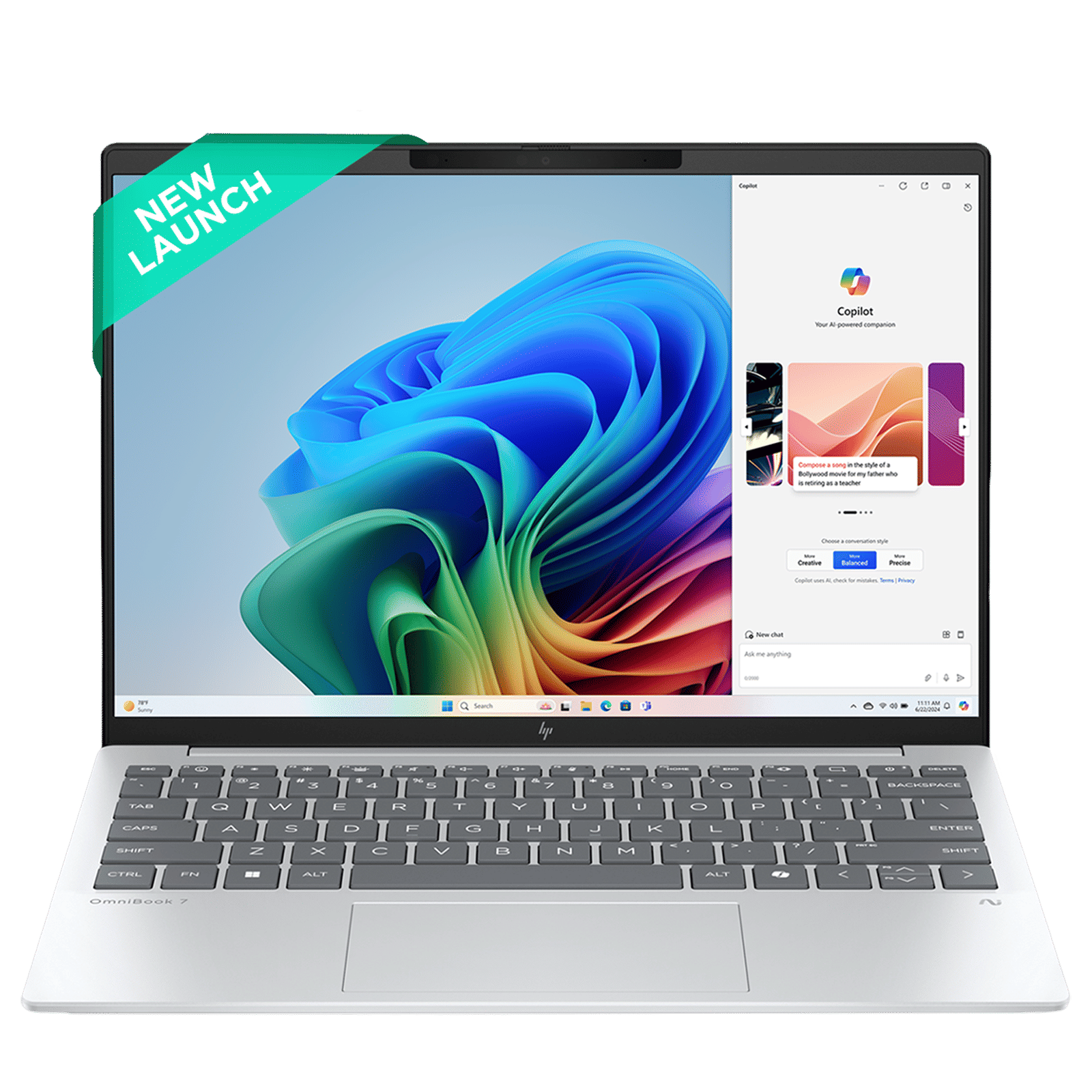HP OmniBook 7 13-bg1456AU AMD Ryzen AI 7 Thin & Light Laptop (16GB, 512GB SSD, Windows 11 Home, 13.3 inch WQXGA IPS Display, MS Office Home 2024, Glacier Silver, 1 KG)-image-8