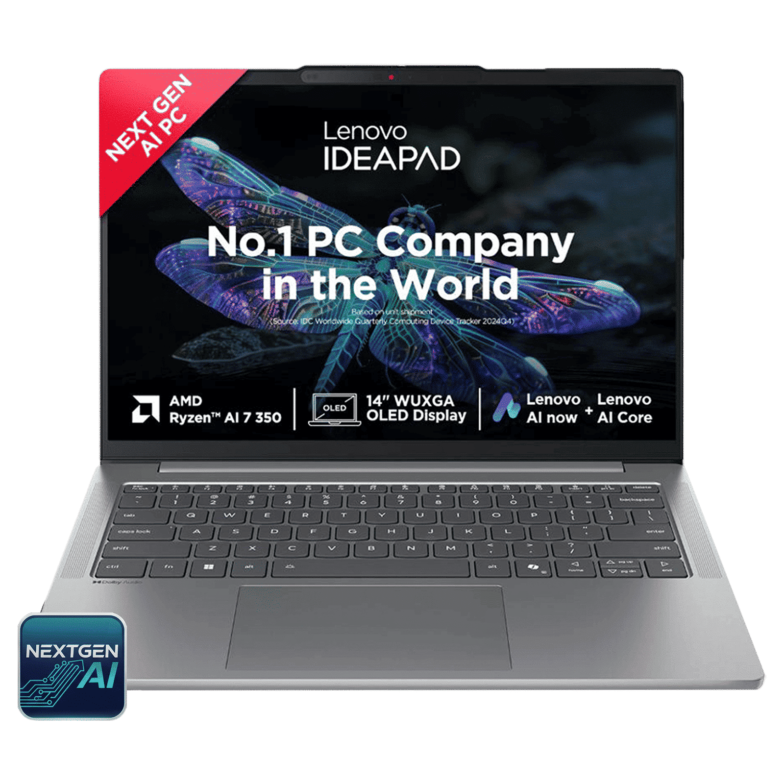 Lenovo IdeaPad Slim 5 14AKP10 AMD Ryzen AI 7 Thin & Light Laptop (24GB, 1TB SSD, Windows 11 Home, 14 inch WUXGA OLED Display, MS Office Home 2024, Luna Grey, 1.39 KG)