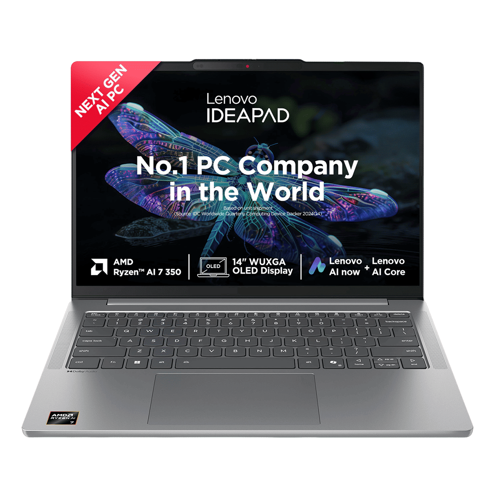 Lenovo IdeaPad Slim 5 14AKP10 AMD Ryzen AI 7 Thin & Light Laptop (24GB, 1TB SSD, Windows 11 Home, 14 inch WUXGA OLED Display, MS Office Home 2024, Luna Grey, 1.39 KG)