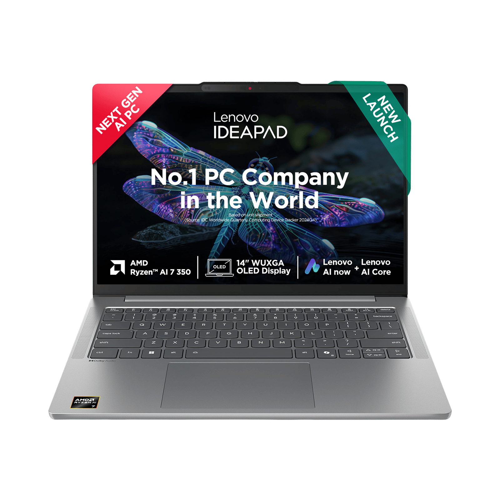 Lenovo IdeaPad Slim 5 14AKP10 AMD Ryzen AI 7 Thin & Light Laptop (24GB, 1TB SSD, Windows 11 Home, 14 inch WUXGA OLED Display, MS Office Home 2024, Luna Grey, 1.39 KG)