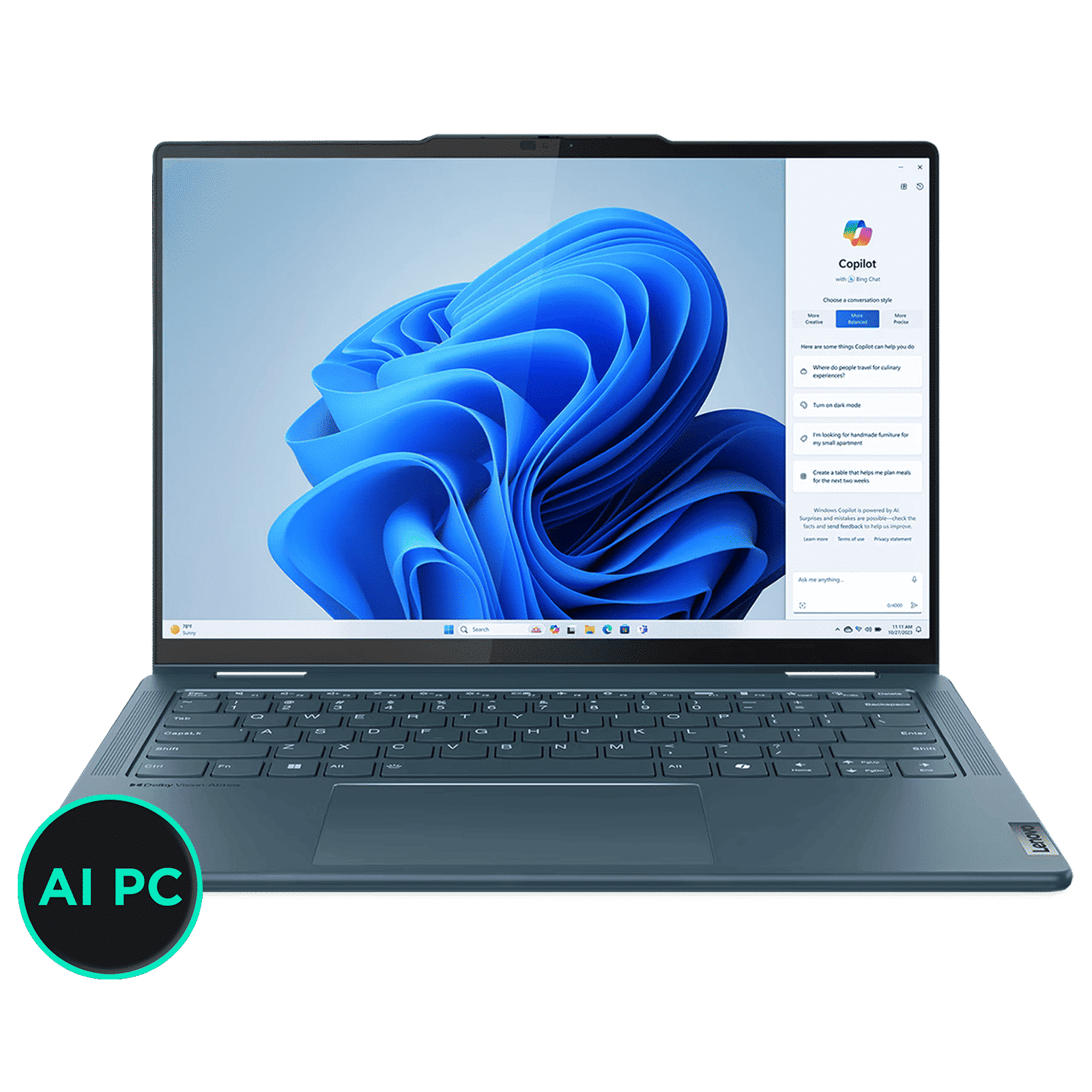 Lenovo Yoga 7 14IML9 Intel Core Ultra 5 Touchscreen 2-in-1 Laptop (16GB, 512GB SSD, Windows 11 Home, 14 inch WUXGA OLED Display, MS Office Home 2024, Tidal Teal, 1.49 KG)