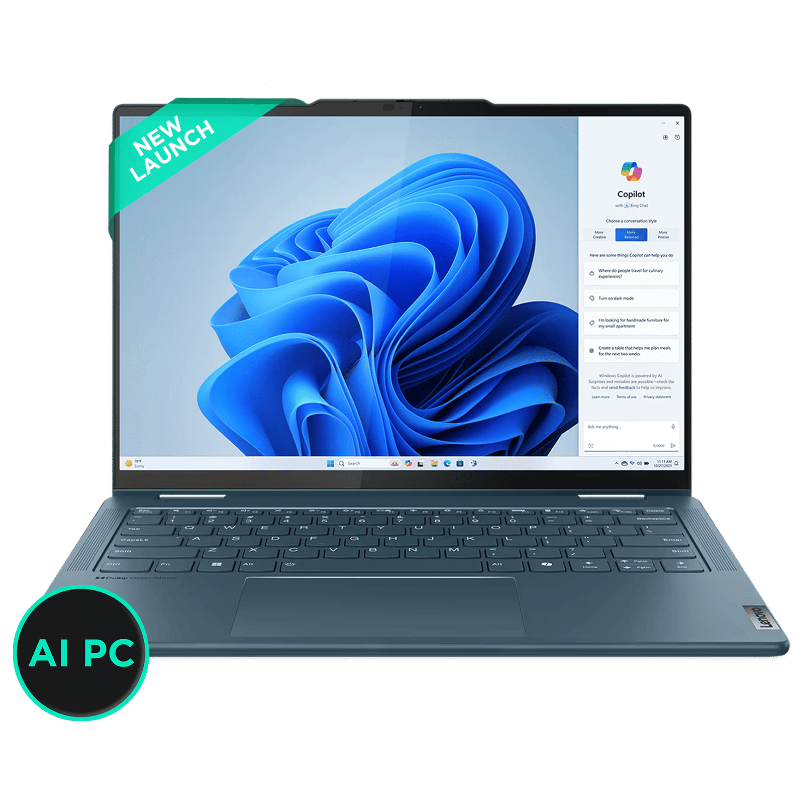 Lenovo Yoga 7 14IML9 Intel Core Ultra 5 Touchscreen 2-in-1 Laptop (16GB, 512GB SSD, Windows 11 Home, 14 inch WUXGA OLED Display, MS Office Home 2024, Tidal Teal, 1.49 KG)