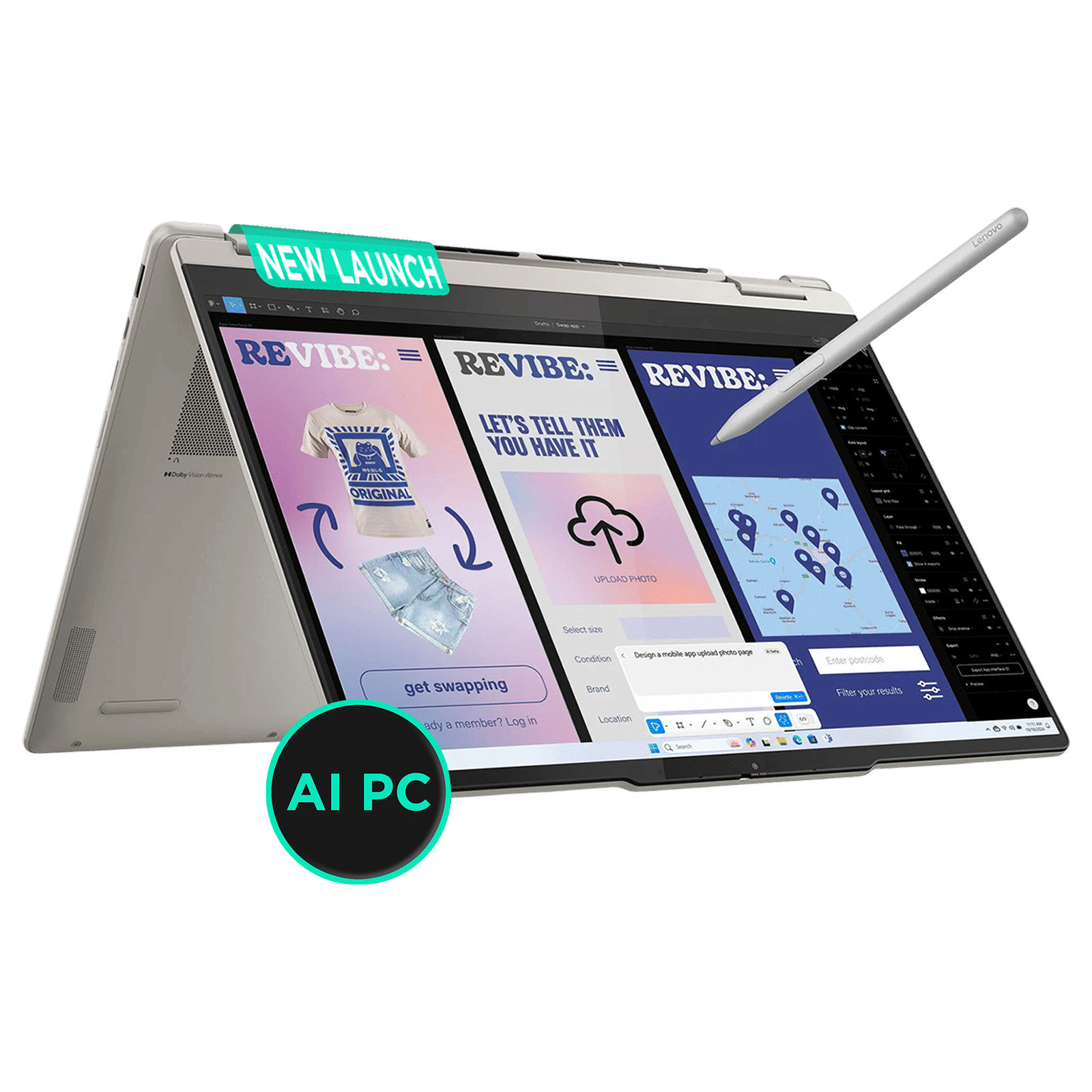 Lenovo Yoga 7 14ILL10 Intel Core Ultra 7 Touchscreen 2-in-1 Laptop (32GB, 1TB SSD, Windows 11 Home, 14 inch 2.8K WQXGA Plus OLED Display, MS Office 2024, Seashell, 1.38 KG)