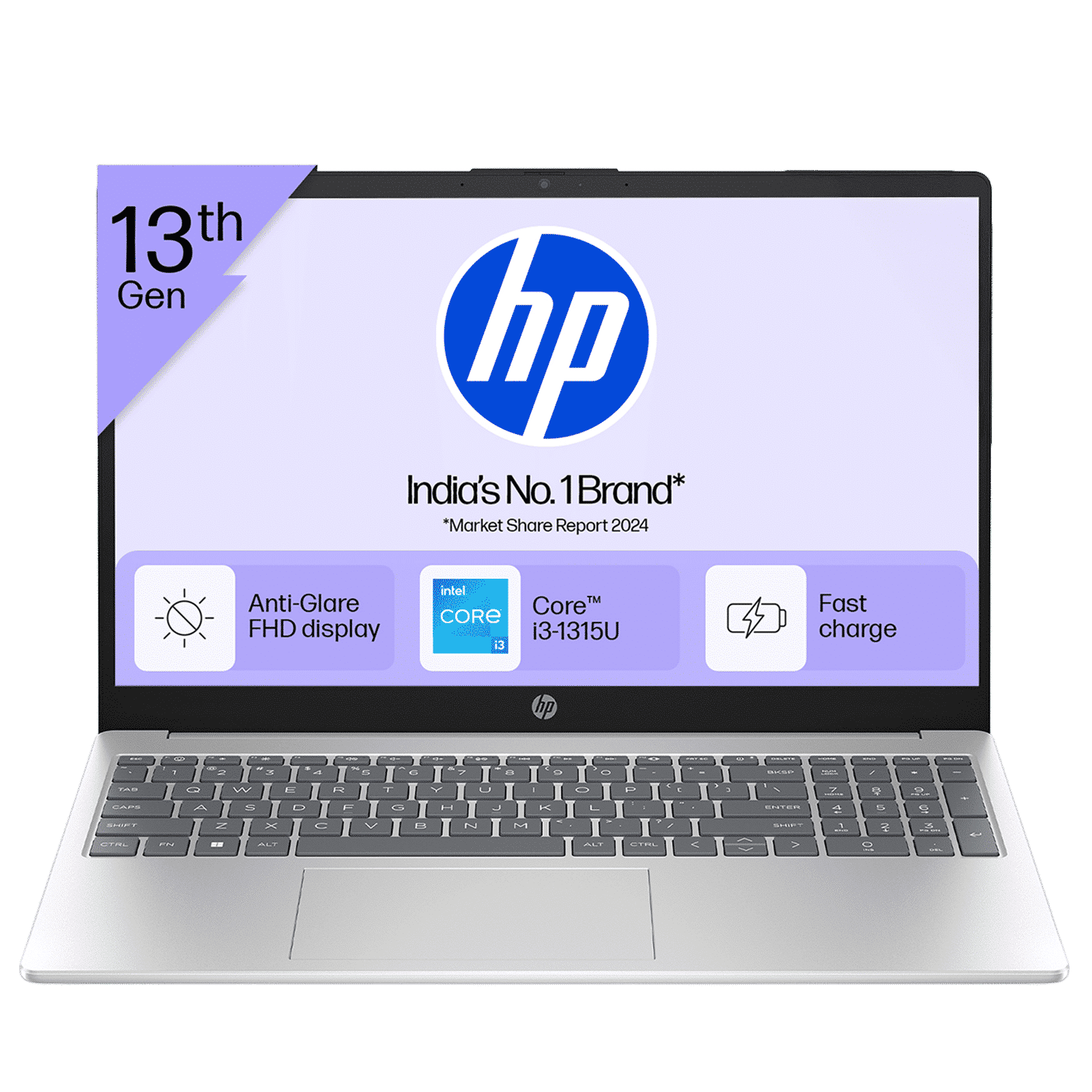 HP 15-fd0691TU Intel Core i3 13th Gen Thin & Light Laptop (12GB, 512GB SSD, Windows 11 Home, 15.6 inch Full HD Display, Natural Silver, 1.59 KG)