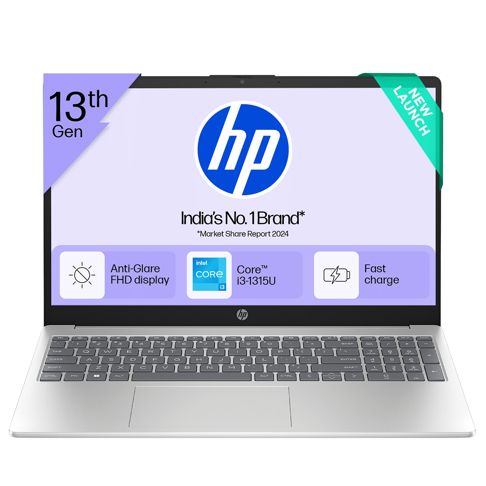HP 15-fd0691TU Intel Core i3 13th Gen Thin & Light Laptop (12GB, 512GB SSD, Windows 11 Home, 15.6 inch Full HD Display, Natural Silver, 1.59 KG)
