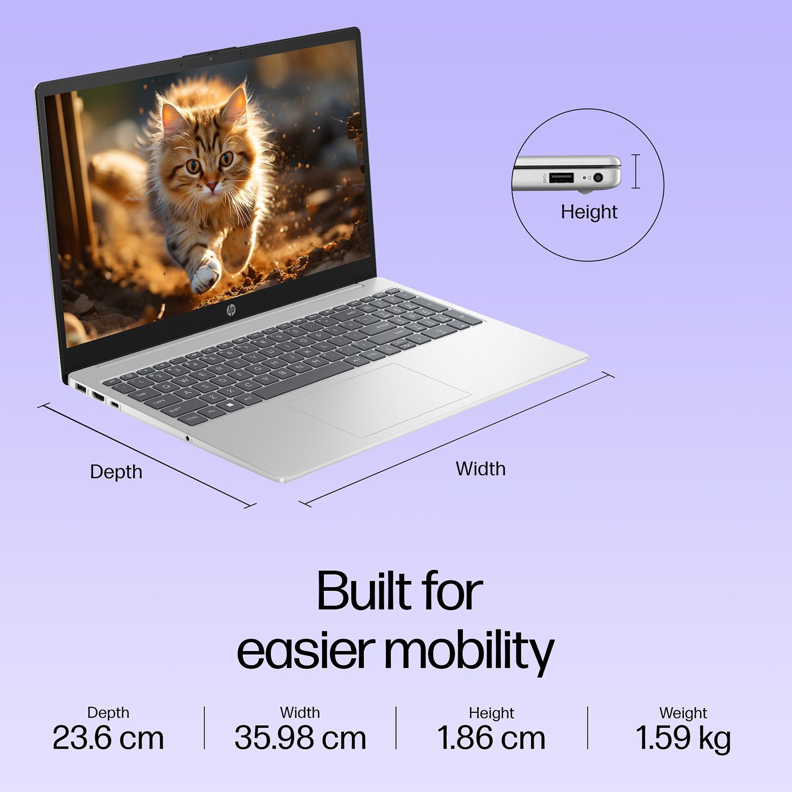 HP 15-fd0691TU Intel Core i3 13th Gen Thin & Light Laptop (12GB, 512GB SSD, Windows 11 Home, 15.6 inch Full HD Display, Natural Silver, 1.59 KG)