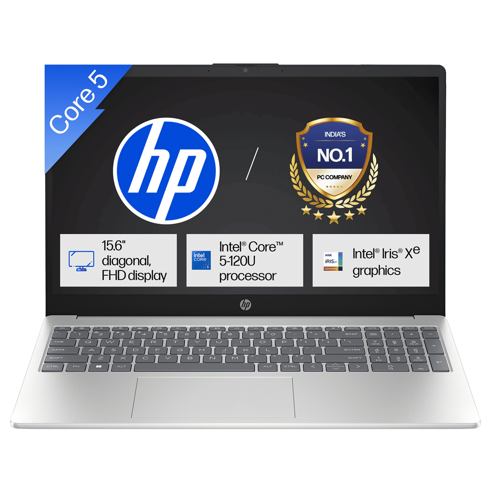 HP 15-fd0664TU Intel Core 5 Thin & Light Laptop (16GB, 512GB SSD, Windows 11 Home, 15.6 inch Full HD Display, MS Office Home 2024, Natural Silver, 1.59 KG)