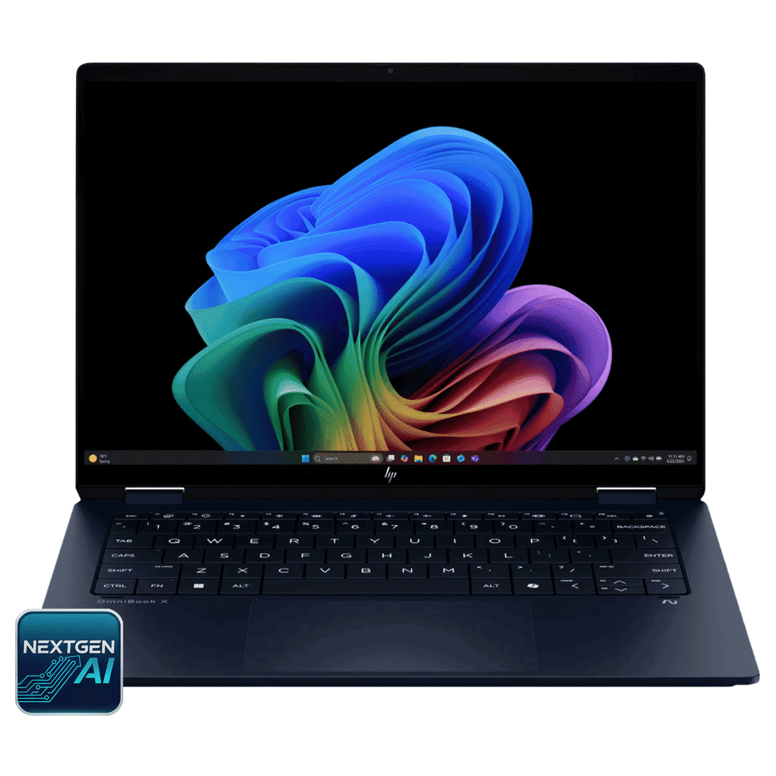 HP OmniBook X Flip 14-fm0100TU Intel Core Ultra 7 Touchscreen 2-in-1 Laptop (16GB, 1TB SSD, Windows 11 Home, 14 inch OLED Display, MS Office Home 2024, Atmospheric Blue, 1.38 KG)