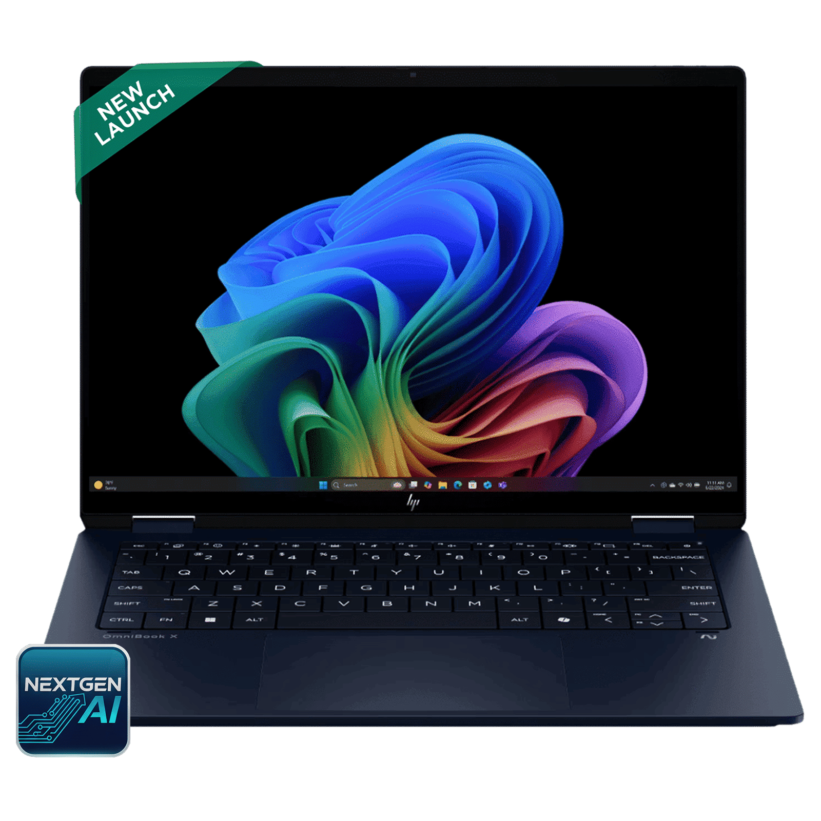 HP OmniBook X Flip 14-fm0100TU Intel Core Ultra 7 Touchscreen 2-in-1 Laptop (16GB, 1TB SSD, Windows 11 Home, 14 inch OLED Display, MS Office Home 2024, Atmospheric Blue, 1.38 KG)