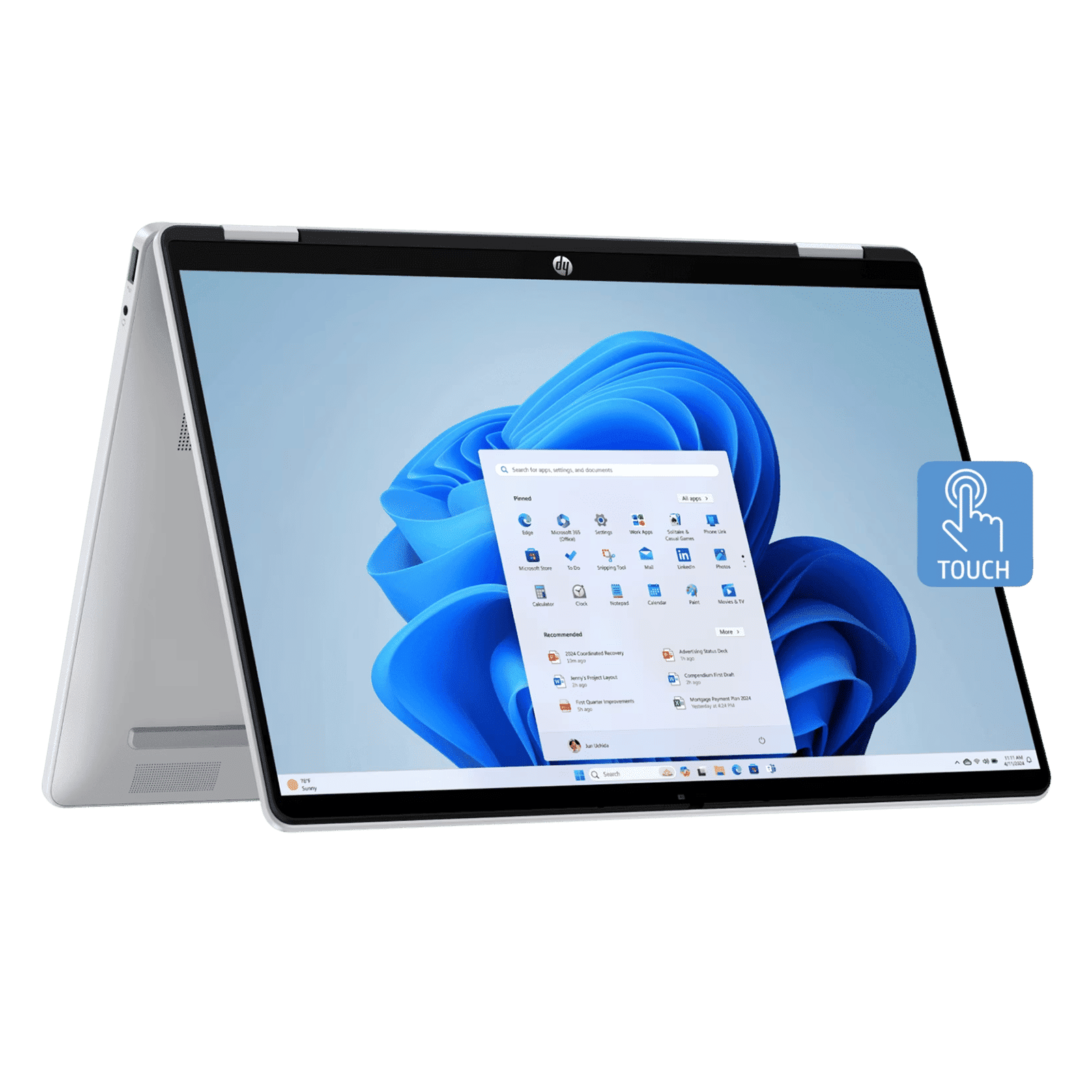 HP OmniBook 5 Flip Intel Core i5-1334U 13th Gen Touchscreen 2-in-1 Laptop (16GB RAM, 512GB SSD, Windows 11 Home, 14 inch 2K IPS Display, Microsoft Office Home 2024, Glacier Silver, 1.62 KG)