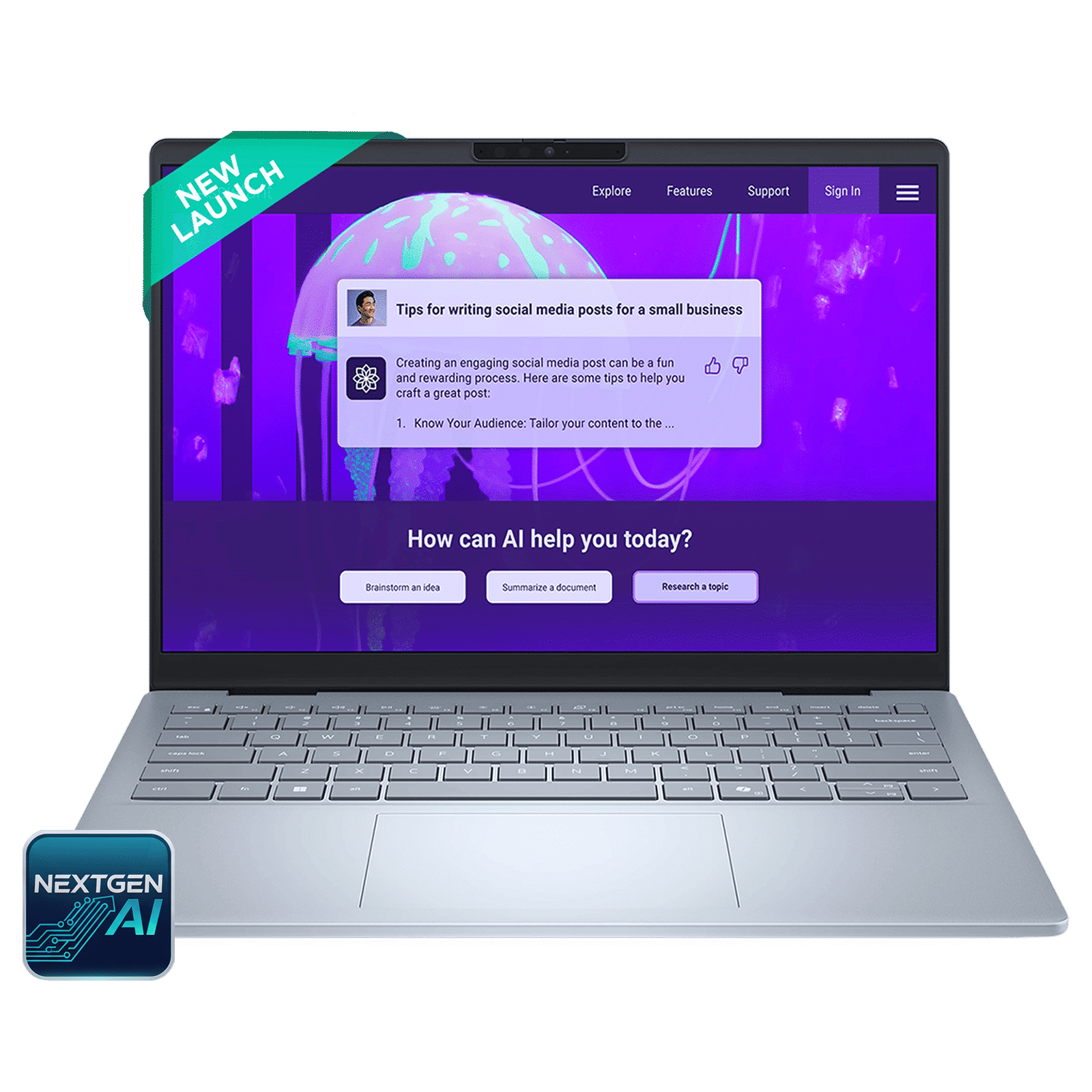 Dell 14 Plus Intel Core Ultra 5 Laptop (16GB, 512GB SSD, Windows 11 Home, 14 inch WVA IPS Display, MS Office 2024, Ice Blue, 1.53 KG)