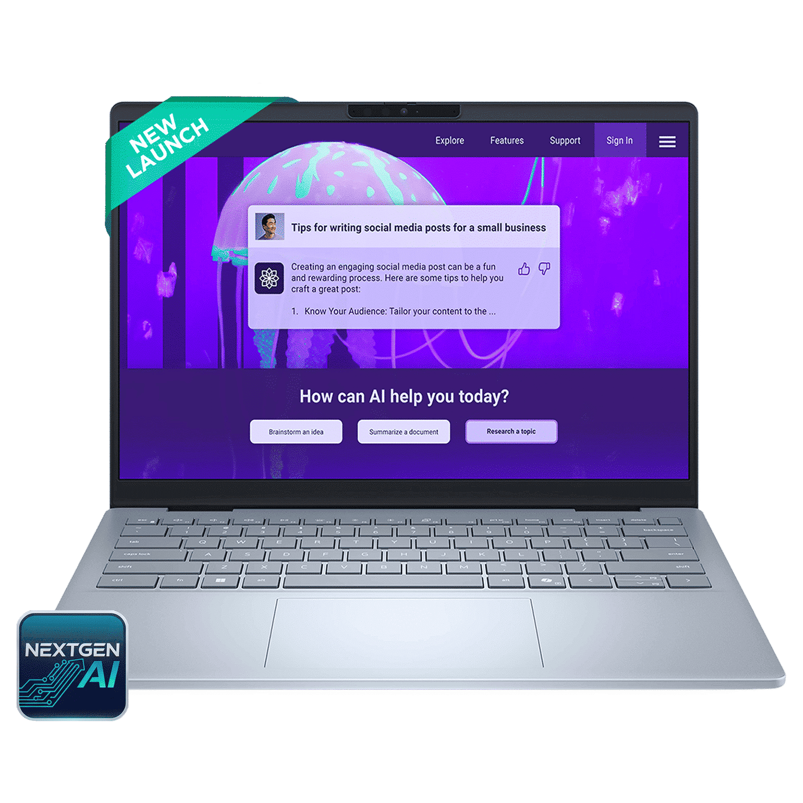 Dell 14 Plus Intel Core Ultra 5 Laptop (16GB, 512GB SSD, Windows 11 Home, 14 inch WVA IPS Display, MS Office 2024, Ice Blue, 1.53 KG)