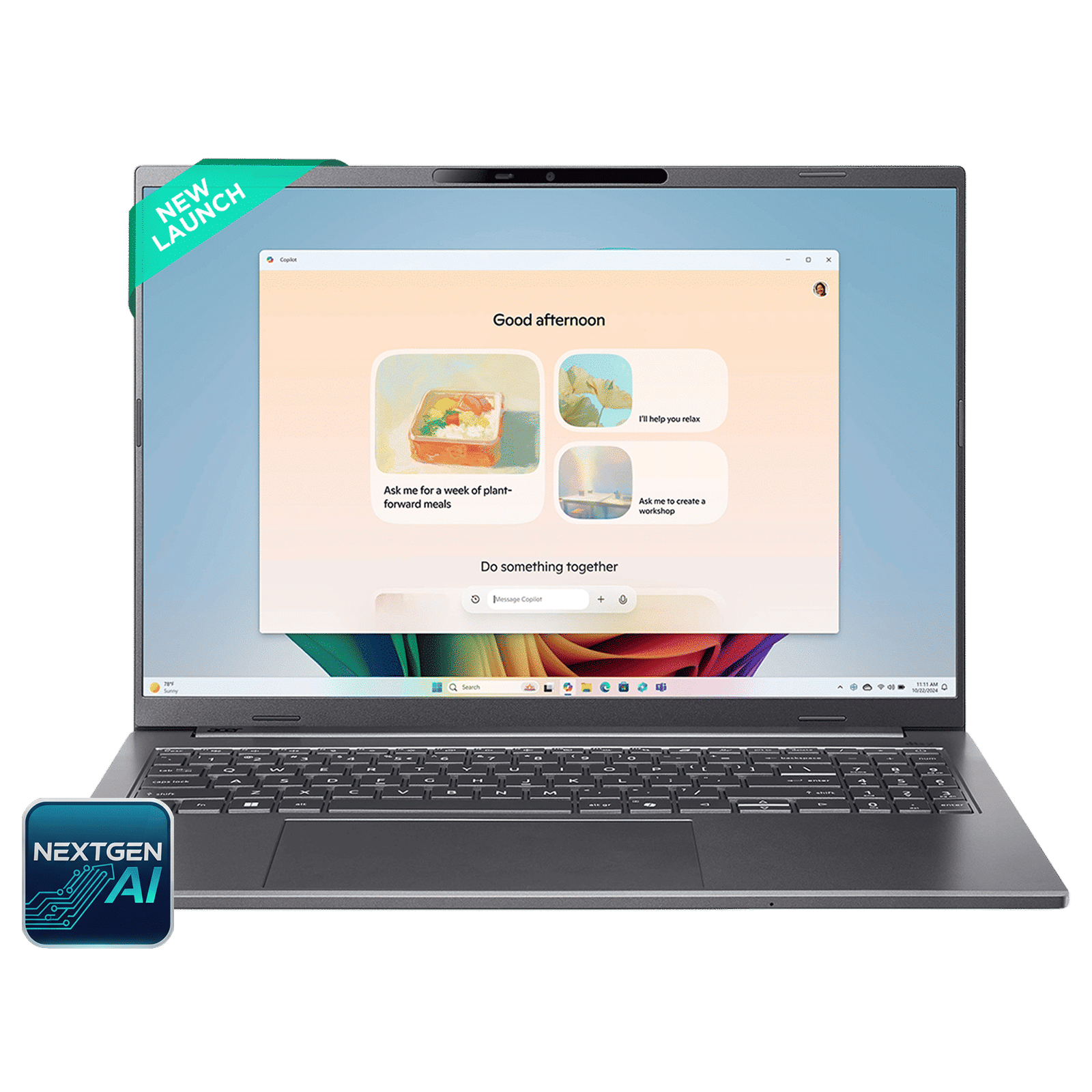 acer A16-11M Qualcomm Snapdragon X Laptop (16GB, 512GB SSD, Windows 11, 16 inch WUXGA Display, MS Office, Steel Grey, 1.7 KG)