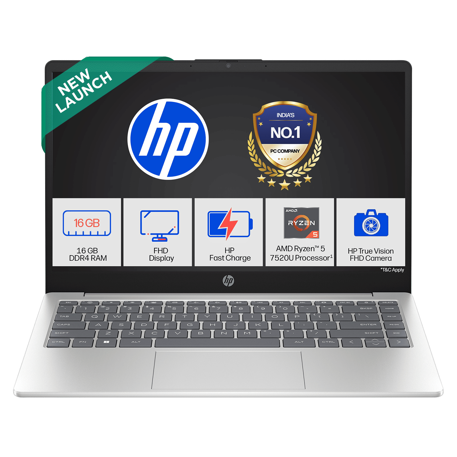 HP 14-em0108AU AMD Ryzen 5 Laptop (16GB, 512GB SSD, Windows 11 Home, 14 inch Full HD IPS Display, MS Office 2024, Natural Silver, 1.4 KG)