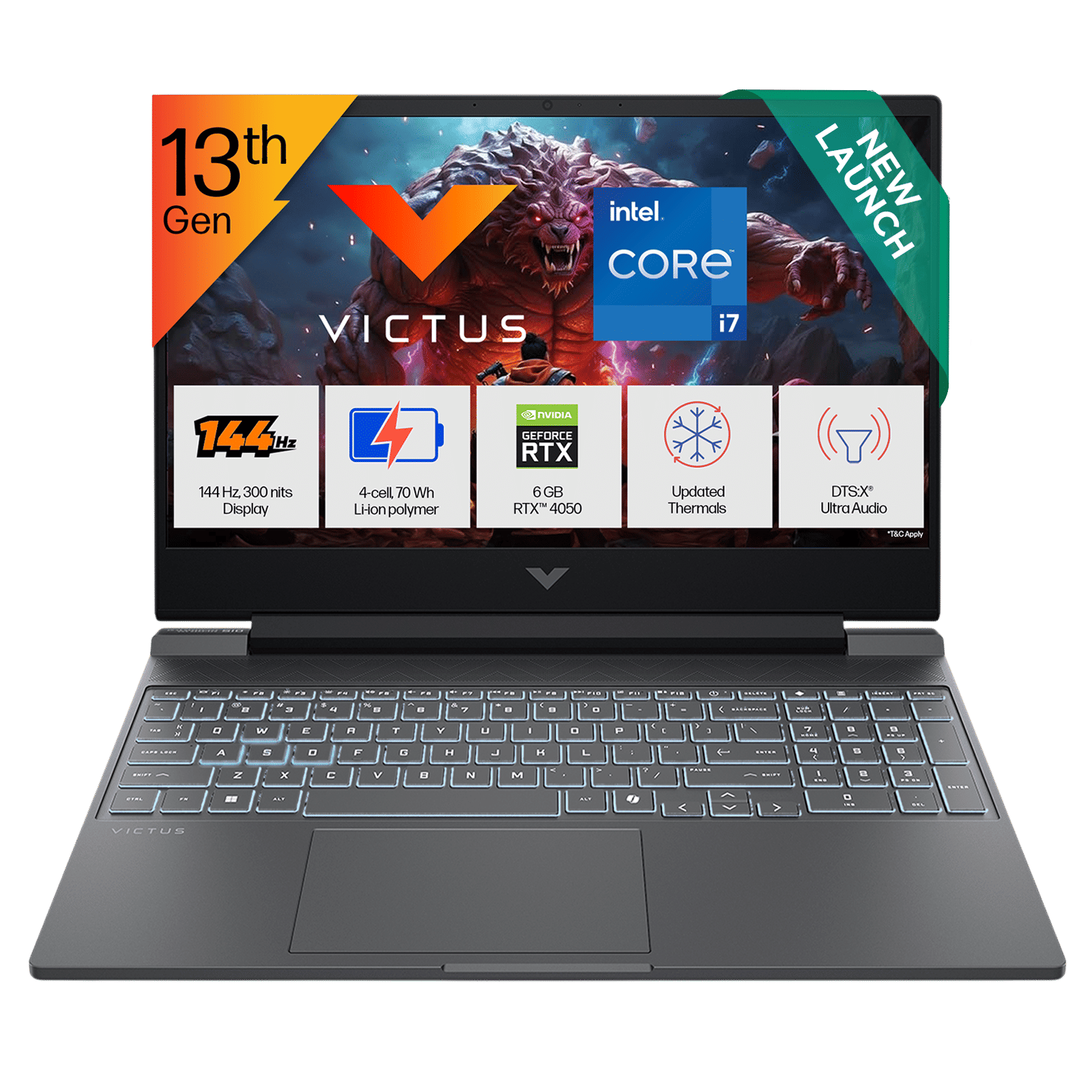 HP Victus 15-fa2532TX Intel Core i7 13th Gen Gaming Laptop (24GB, 512GB SSD, Windows 11 Home, 6GB Graphics, 15.6 inch 144 Hz Full HD IPS Display, NVIDIA GeForce RTX 4050, MS Office 2024, Mica Silver, 2.29 KG)