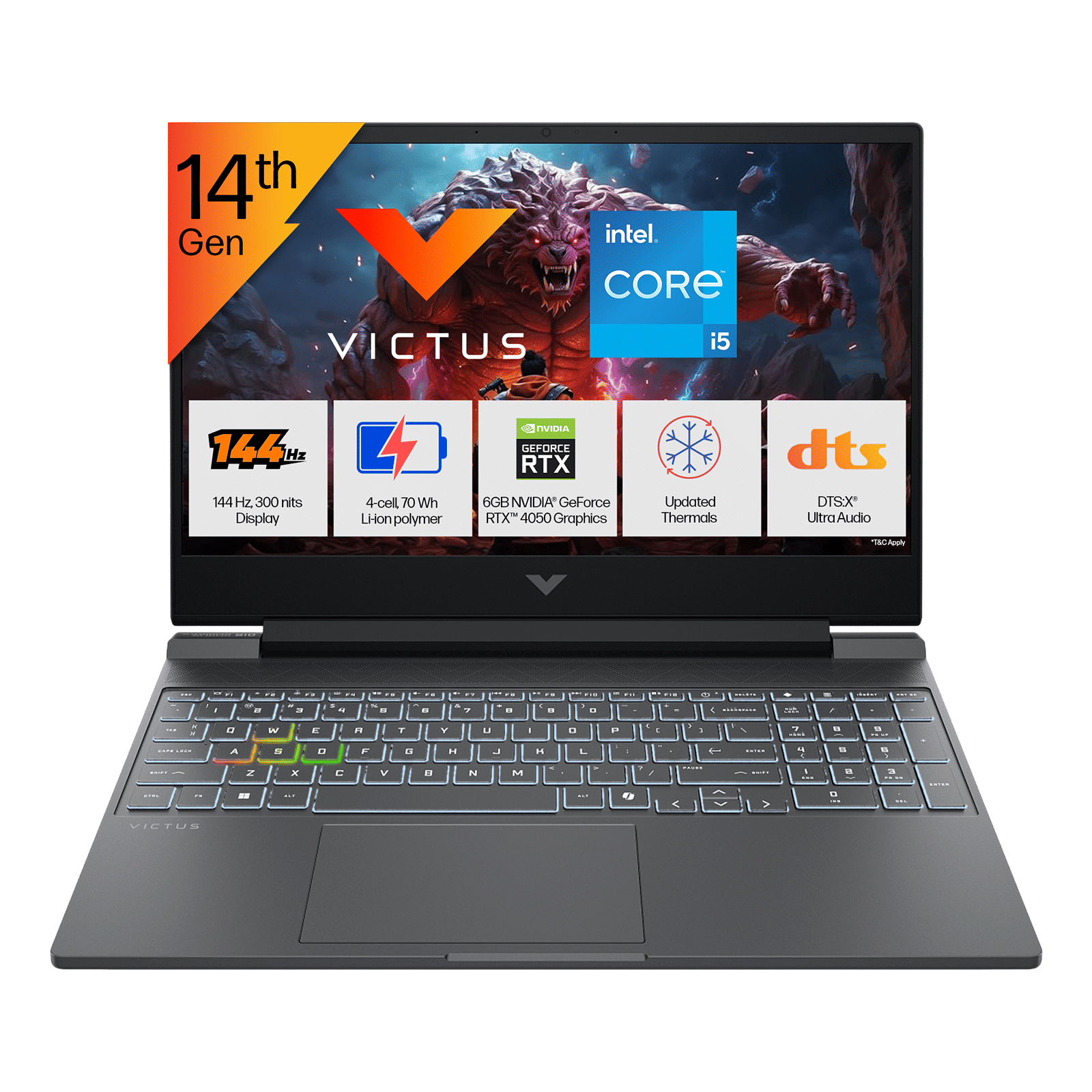HP Victus 15-fa2539TX Intel Core i5 14th Gen Gaming Laptop (24GB, 512GB SSD, Windows 11, 6GB Graphics, 15.6 Inch 144 Hz Full HD IPS Display, NVIDIA GeForce RTX 4050, MS Office 2024, Mica Silver, 2.29 KG)