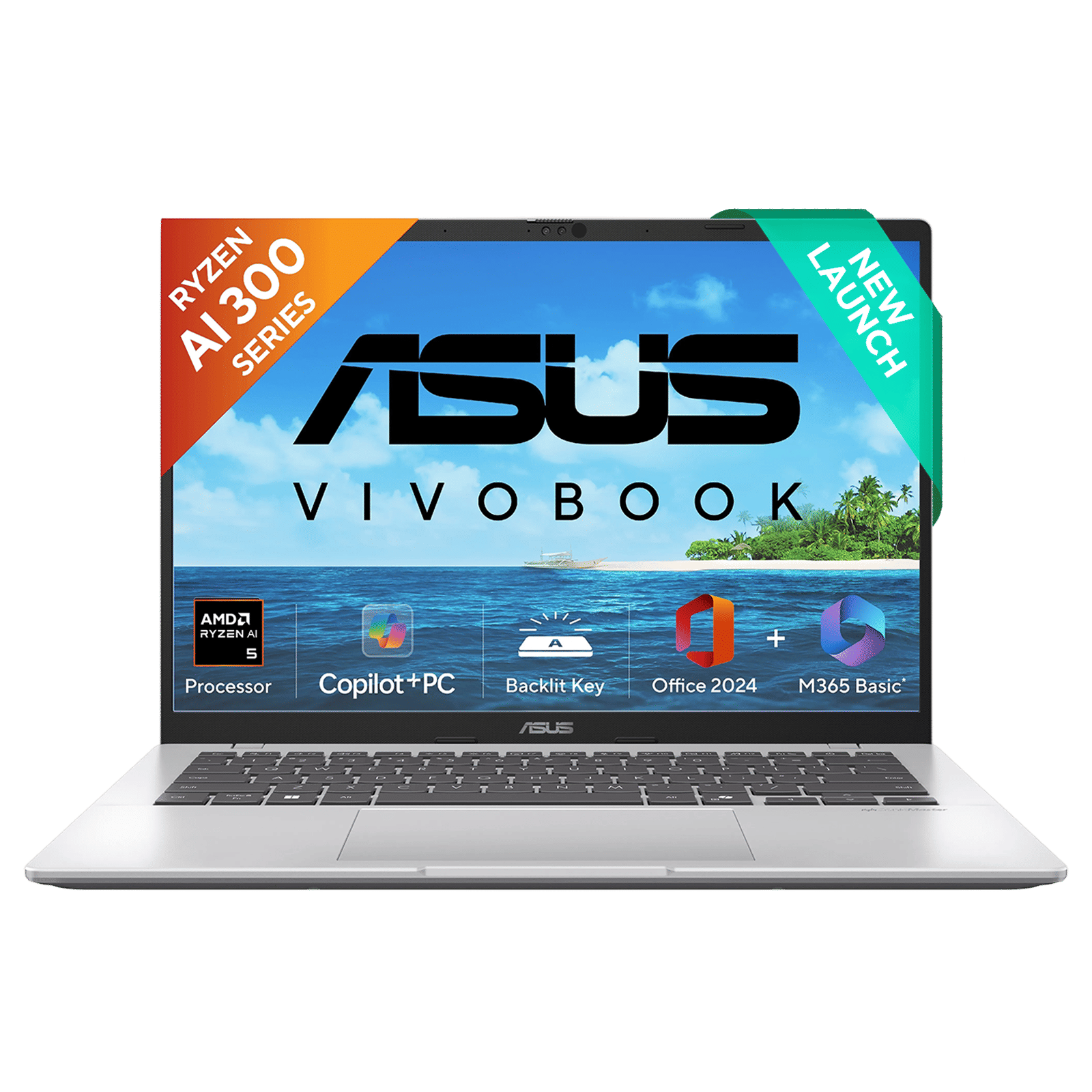 ASUS Vivobook 14 M1407KA-LY131WS AMD Ryzen AI 5 Thin and Light Laptop (16GB, 512GB SSD, Windows 11 Home, 14 inch Full HD Plus IPS Display, MS Office Home 2024, Cool Silver, 1.46 KG)