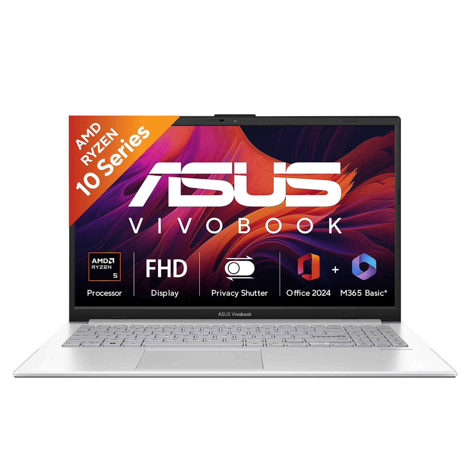 Asus Vivobook Go 15 AMD Ryzen 5 40 Thin & Light Laptop (16GB, 512GB SSD, Windows 11 Home, 15.6 inch Full HD IPS Display, MS Office Home 2024, Cool Silver, 1.63 KG)
