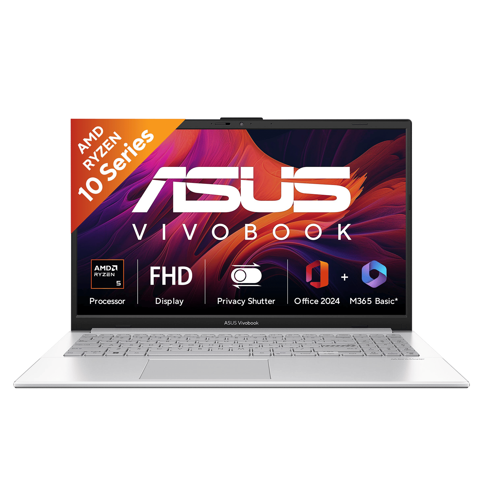 Asus Vivobook Go 15 AMD Ryzen 5 40 Thin & Light Laptop (16GB, 512GB SSD, Windows 11 Home, 15.6 inch Full HD IPS Display, MS Office Home 2024, Cool Silver, 1.63 KG)