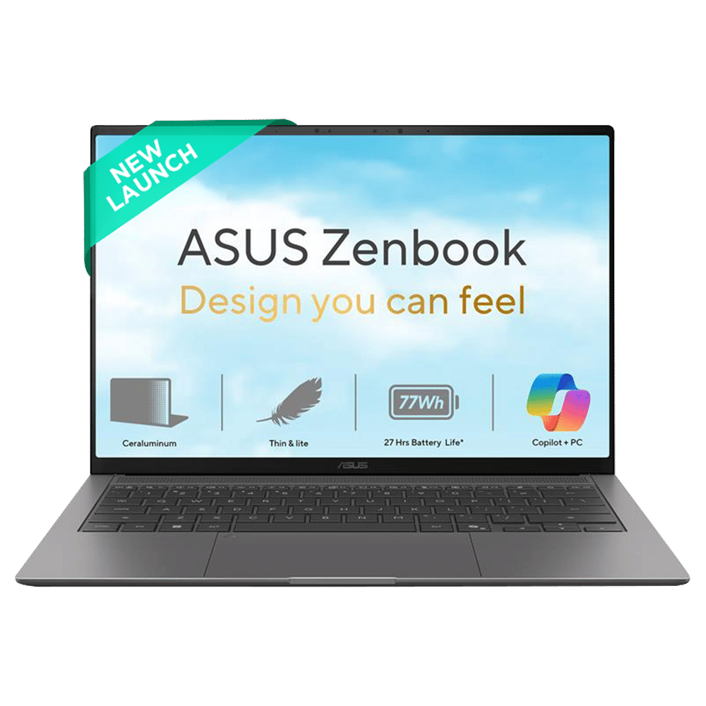 ASUS Zenbook S14 Intel Core Ultra 7 355 Touchscreen Laptop (16GB, 512GB SSD, Windows 11 Home, 14 inch 3K OLED Display, MS Office 2024, Antrim Gray, 1.2 KG)