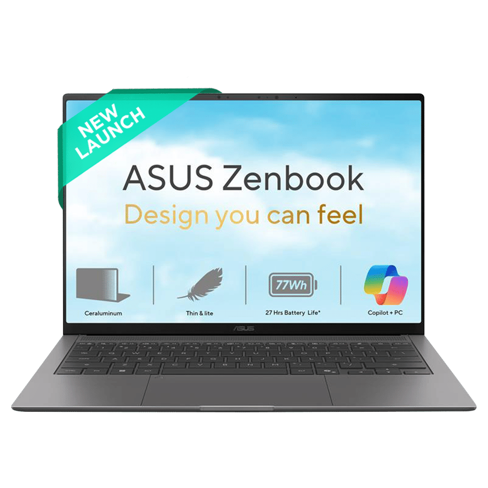 ASUS Zenbook S14 Intel Core Ultra 9 386H Touchscreen Laptop (16GB, 512GB SSD, Windows 11 Home, 14 inch 3K OLED Display, MS Office 2024, Antrim Gray, 1.2 KG)
