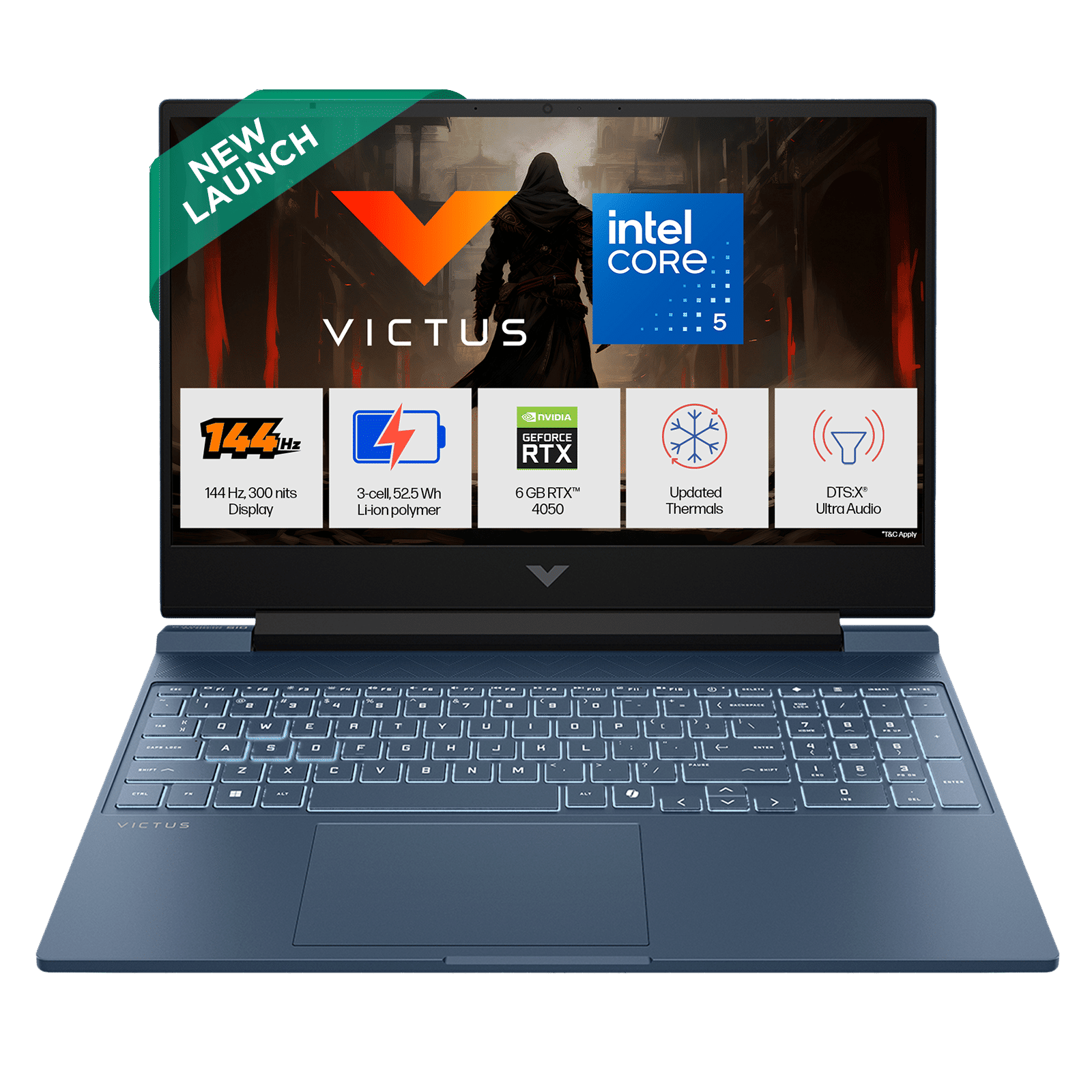 HP Victus 15-fa2508TX Intel Core 5 Gaming Laptop (24GB, 512GB SSD, Windows 11 Home, 6GB Graphics, 15.6 inch 144 Hz Full HD IPS Display, NVIDIA GeForce RTX 4050, MS Office Home 2024, Performance Blue, 2.29 KG)