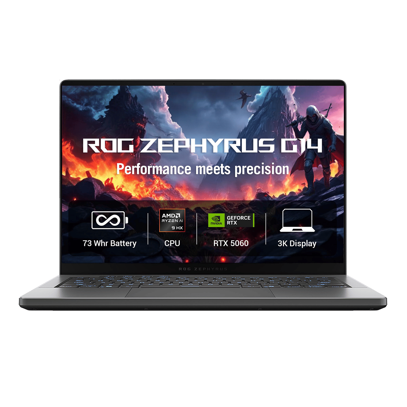 Asus ROG Zephyrus G14 AMD Ryzen AI 9 Gaming Laptop (32GB, 2TB SSD, Windows 11 Home, 8GB Graphics, 14 inch 120 Hz 3K OLED ROG Nebula HDR Display, NVIDIA GeForce RTX 5060, MS Office Home 2024, Eclipse Gray, 1.50 KG)