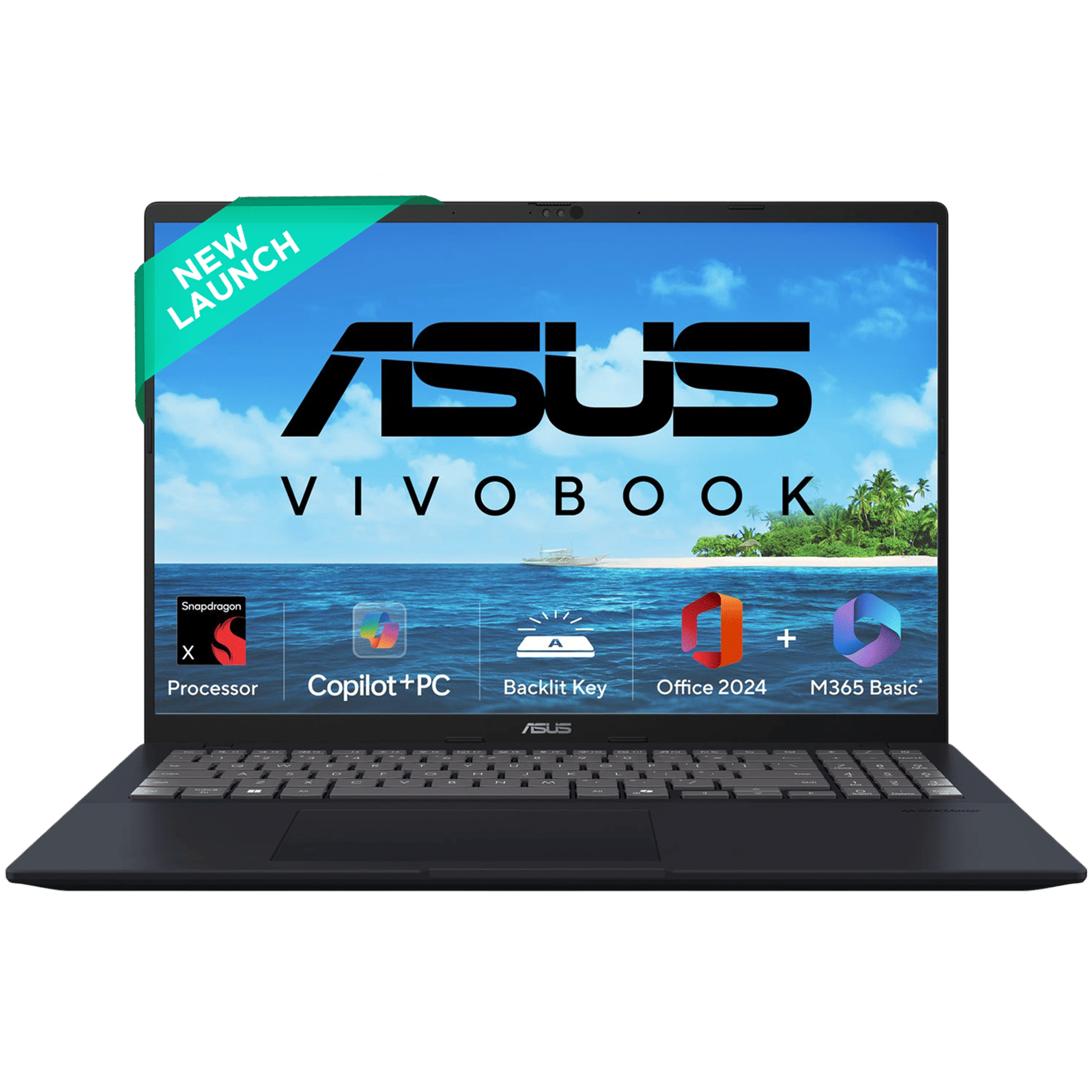 ASUS Vivobook 16 Qualcomm Snapdragon X X1 26 100 Thin & Light Laptop (16GB, 512GB SSD, Windows 11 Home, 16 inch WUXGA IPS Display, MS Office Home 2024, Quiet Blue, 1.88 KG)