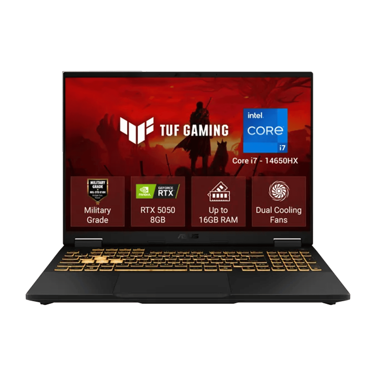 ASUS TUF F16 Intel Core i7 14th Gen Gaming Laptop (16GB, 1TB SSD, Windows 11 Home, 8GB Graphics, 16 inch 144 Hz FHD+ IPS Level Display, NVIDIA GeForce RTX 5050, MS Office Home 2024, Jaeger Gray, 2.20 KG)