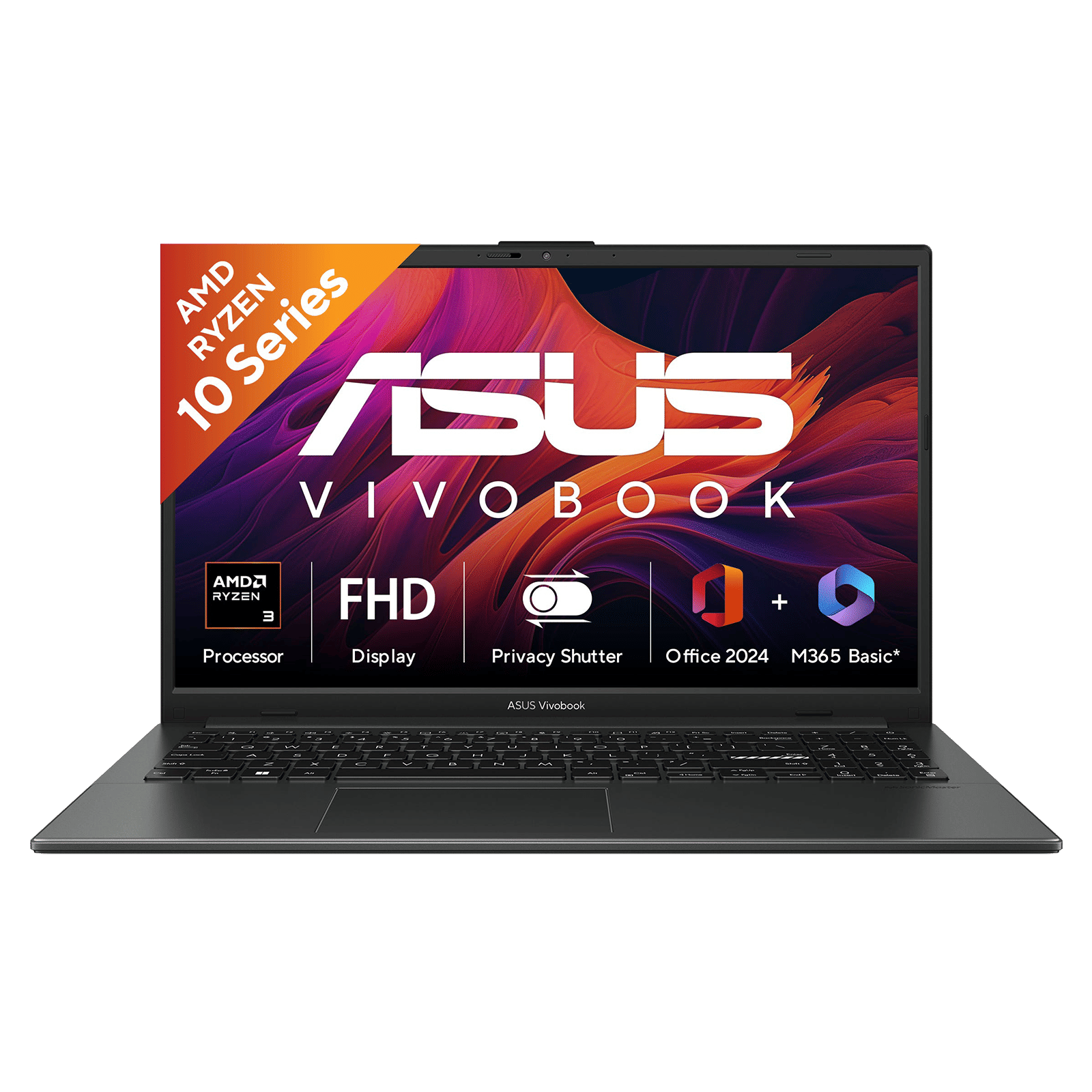 ASUS Vivobook Go 15 AMD Ryzen 3 Notebook Laptop (8GB, 512GB SSD, Windows 11 Home, 15.6 inch FHD IPS Level Display, MS Office Home 2024, Mixed Black, 1.63 KG)