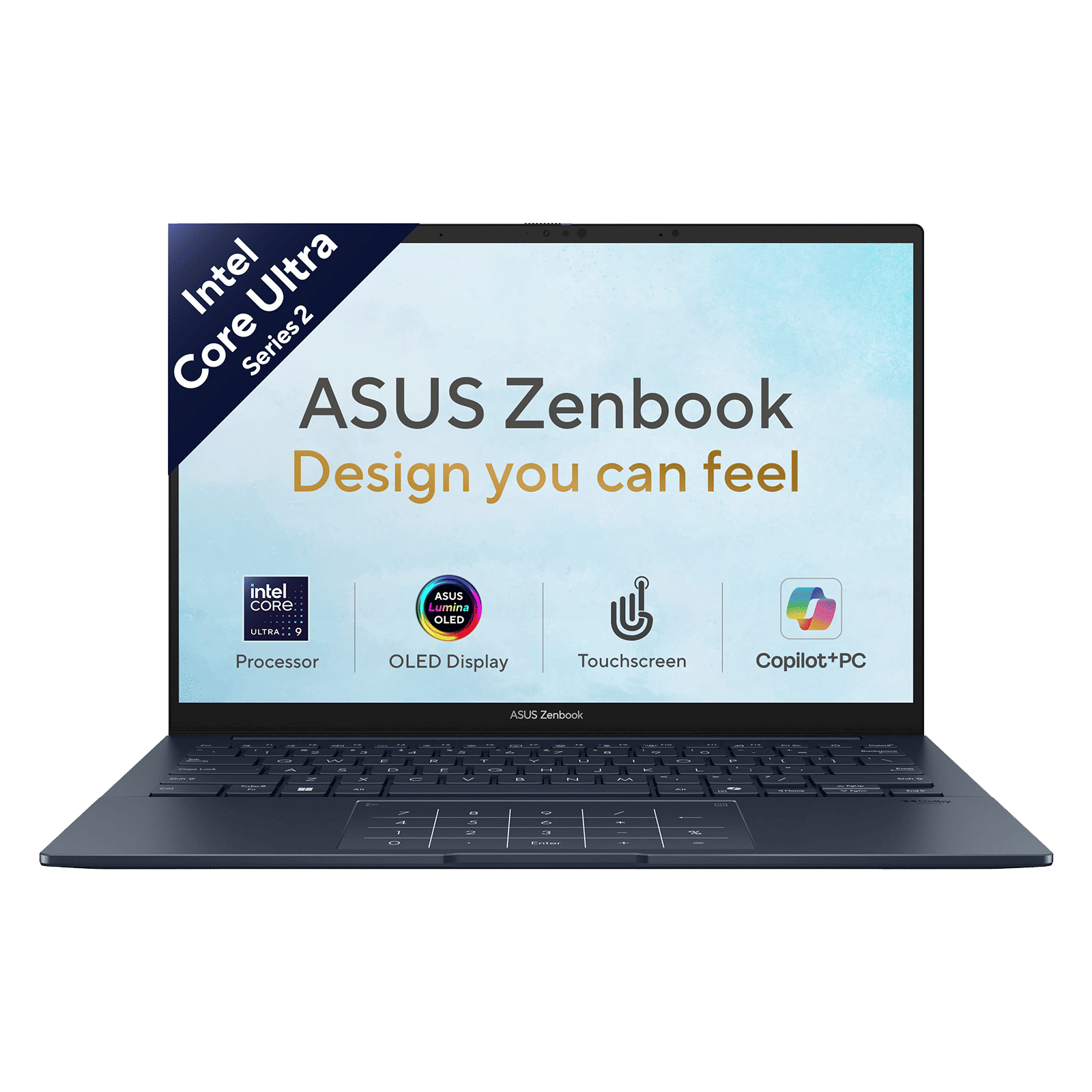ASUS Zenbook 14 Intel Core Ultra 9 Touchscreen Thin & Light Laptop (16GB, 512GB SSD, Windows 11 Home, 14 inch FHD+ OLED Display, MS Office Home 2024, Ponder Blue, 1.28 KG)