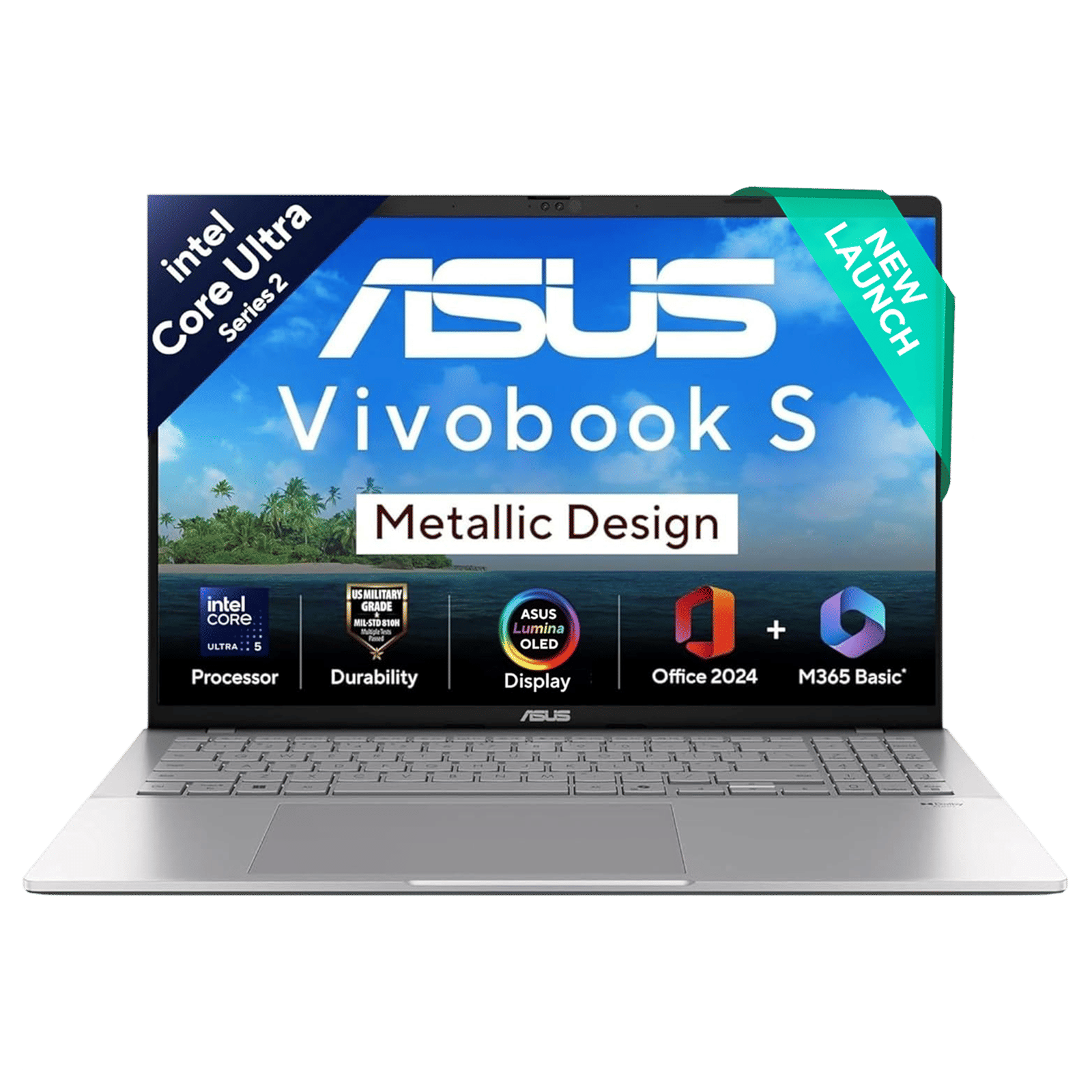ASUS Vivobook S16 Intel Core Ultra 5 Thin & Light Laptop (16GB, 512GB SSD, Windows 11 Home, 16 inch FHD OLED Display, MS Office Home 2024 & MS 365 Basic, Cool Silver, 1.7 KG)