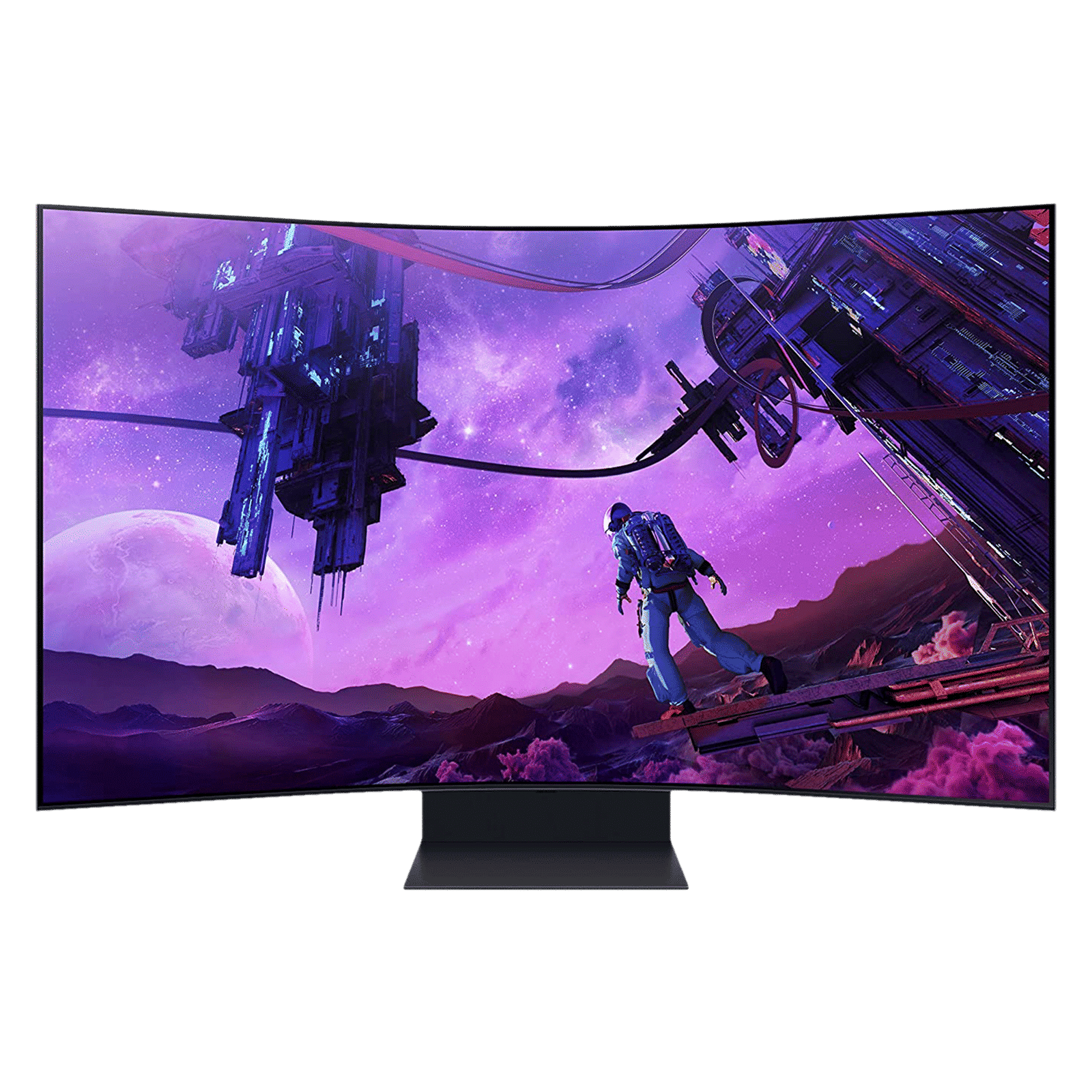 SAMSUNG Odyssey Ark 138.8 cm (55 inch) Ultra HD 4K VA Panel Mini-LED Curved Height Adjustable Gaming Monitor with Quantum Matrix Technology