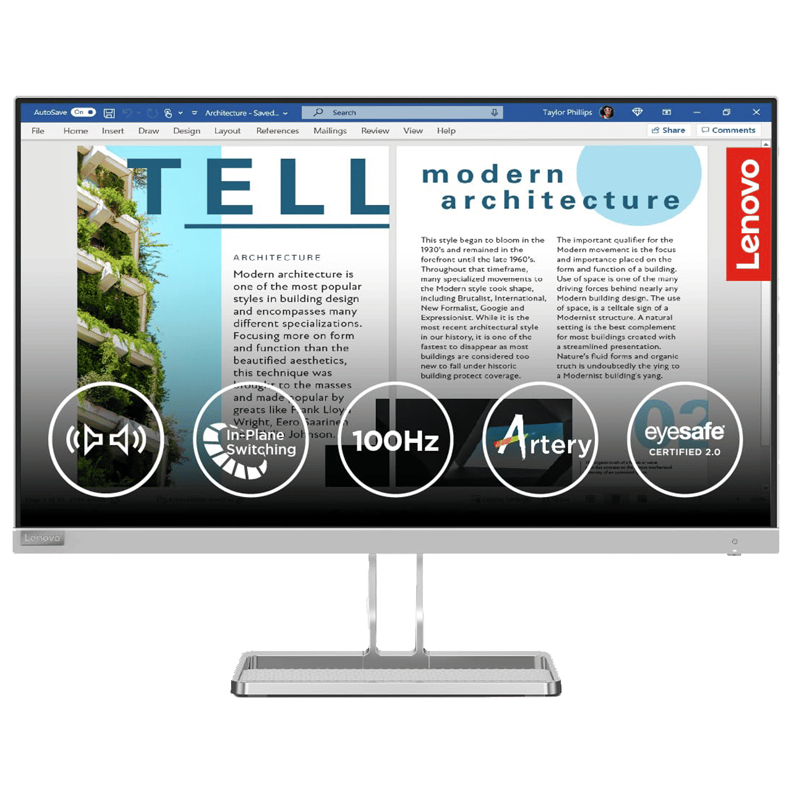 Lenovo L27i4A 68.58 cm (27 inch) Full HD IPS Panel Ultra Thin Monitor with WLED Backlight