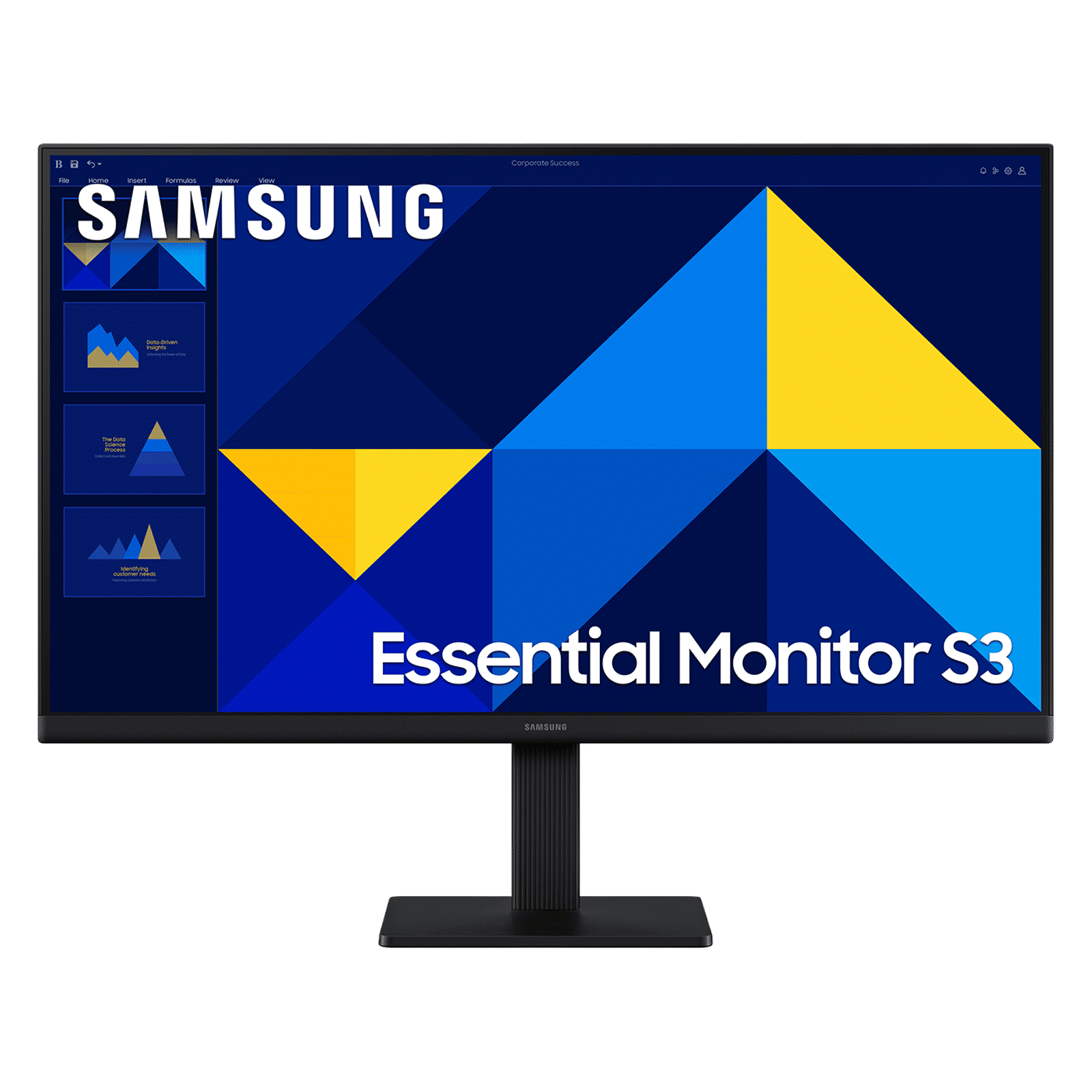 SAMSUNG Essential S3 54.6 cm (22 inch) Full HD IPS Panel Borderless Height Adjustable Monitor with Eye Saver Mode