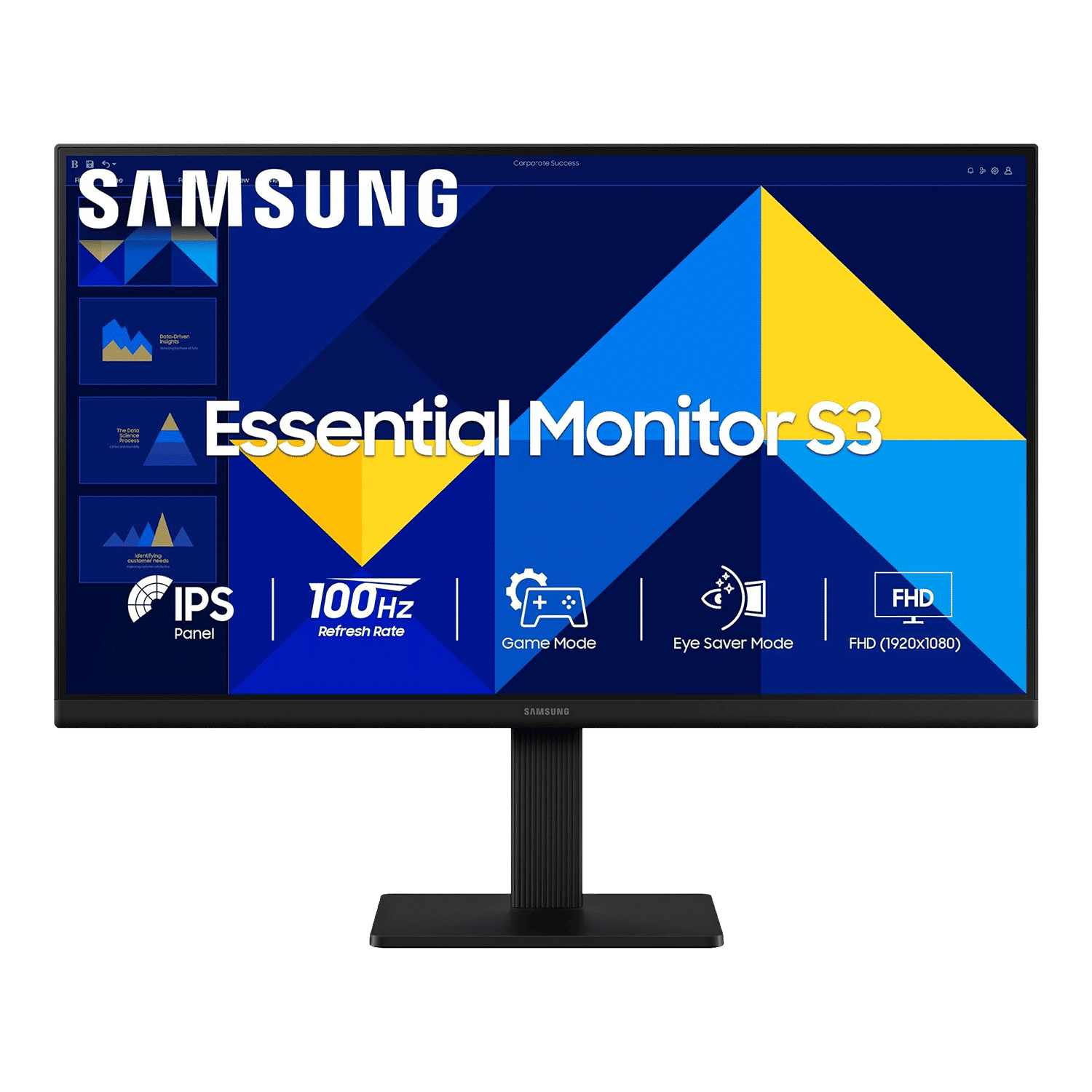 SAMSUNG Essential S3 60.5 cm (24 inch) Full HD IPS Panel Borderless Height Adjustable Monitor with Eye Saver Mode