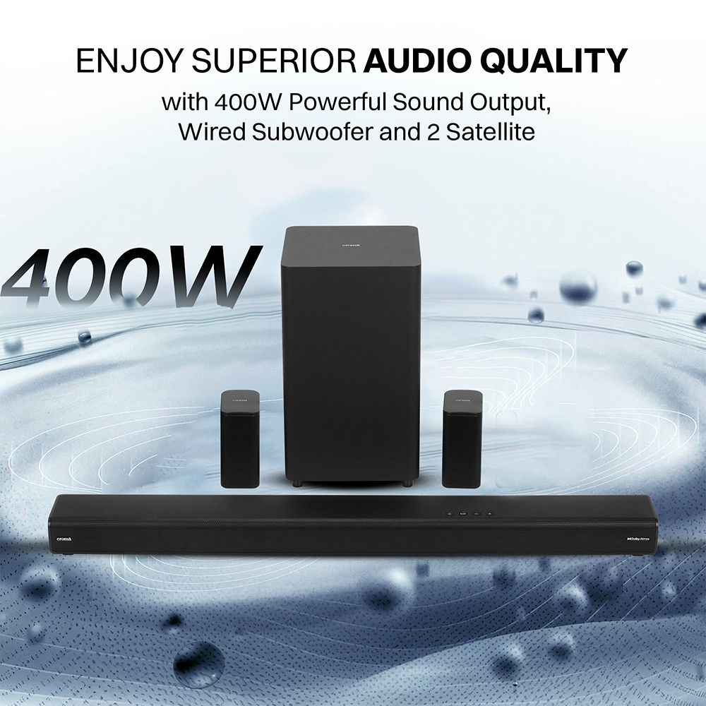 Buy Croma 400W Bluetooth Soundbar with Remote (Dolby Audio,
