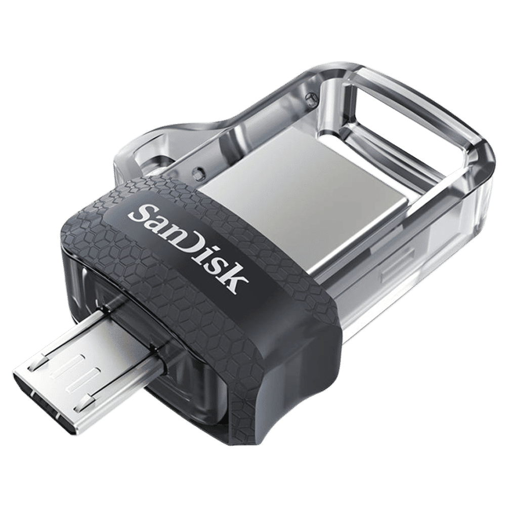 SanDisk Ultra Dual Drive m3.0 64GB Micro USB, USB (3.0) OTG Pen Drive (Retractable Design, Black & Gray)