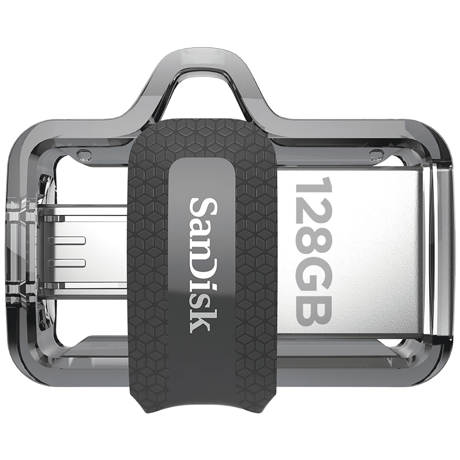 SanDisk Ultra Dual Drive m3.0 128GB Micro USB, USB (3.0) OTG Pen Drive (Retractable Design, Black & Gray)