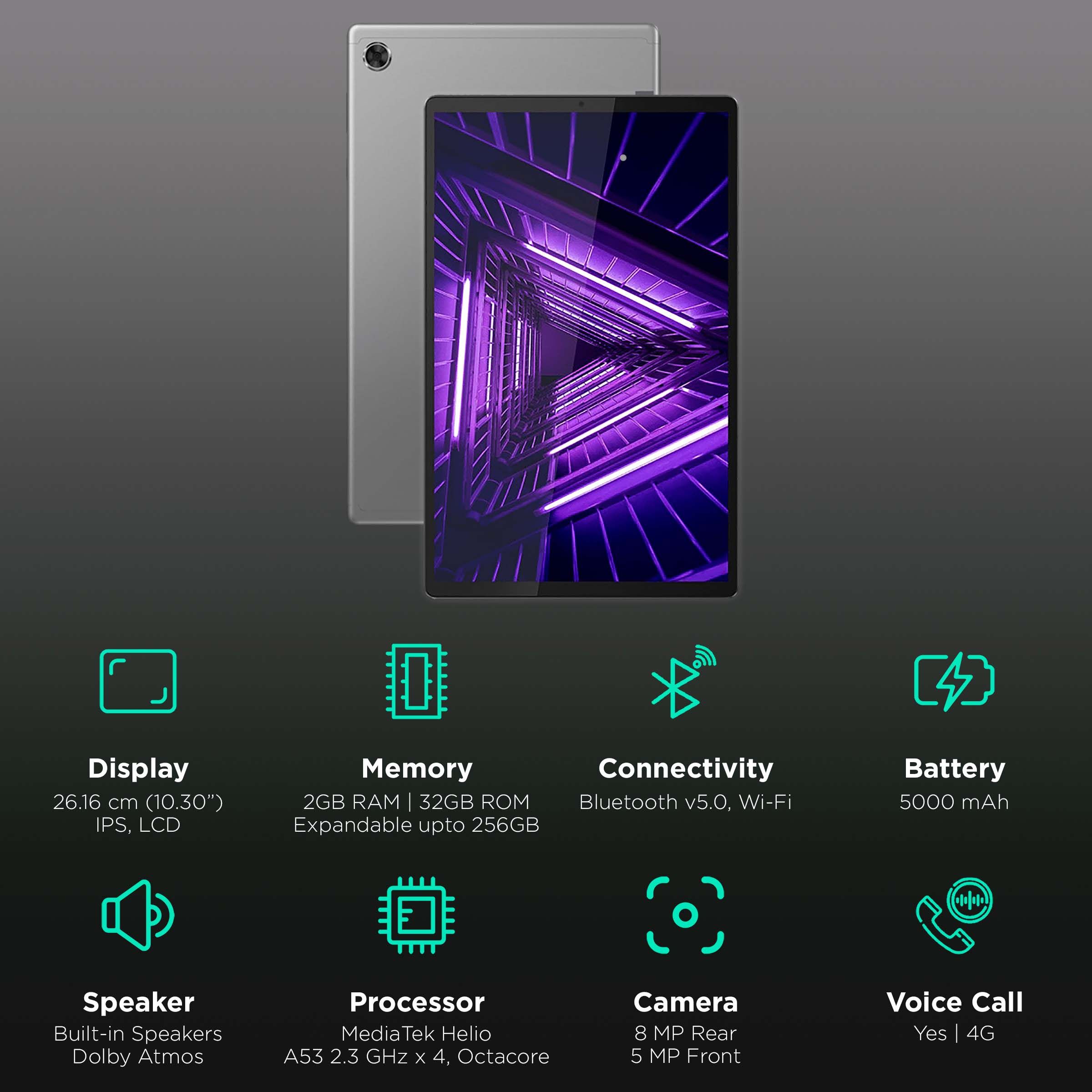 Lenovo Tab M10 Wi-Fi 4G Android Tablet Inch, 2GB RAM, 32GB ROM,  Platinum Grey)