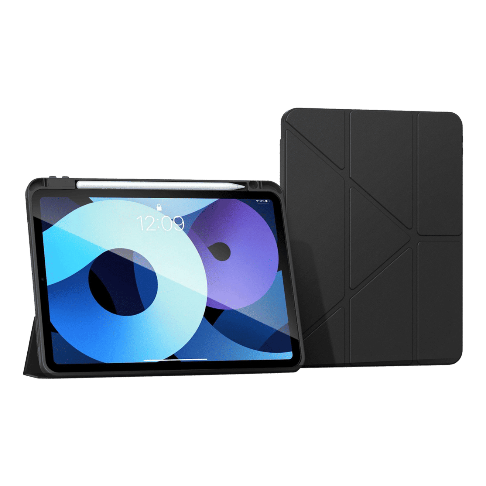 HYPHEN Origami Polyurethane Back Cover for Apple iPad A16 11 Inch (11th Gen) (Lightweight Build, Black)