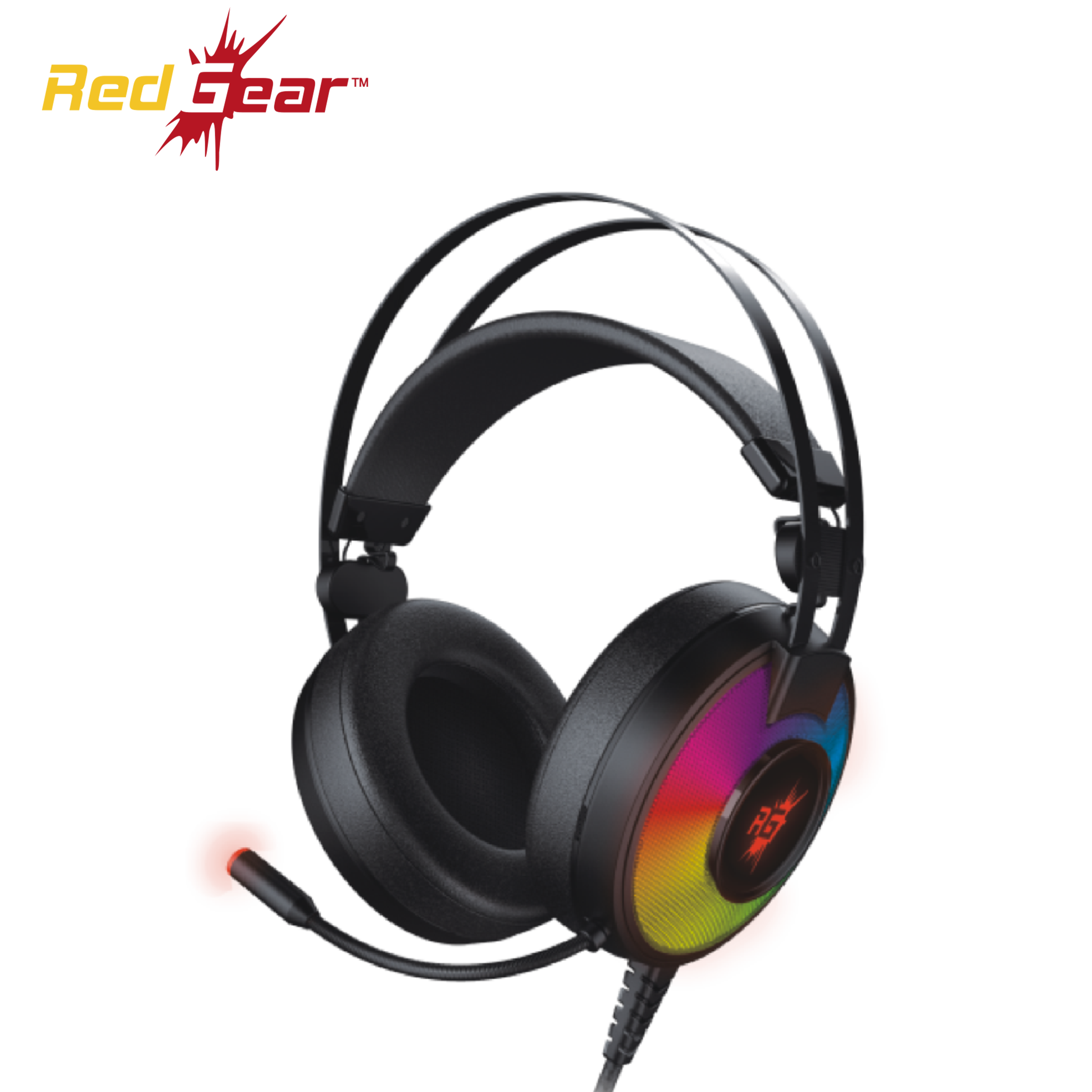 Red Gear Comet Wired Gaming Headset with Noise Cancellation (7  Changeable LED Color, Over Ear, Black)